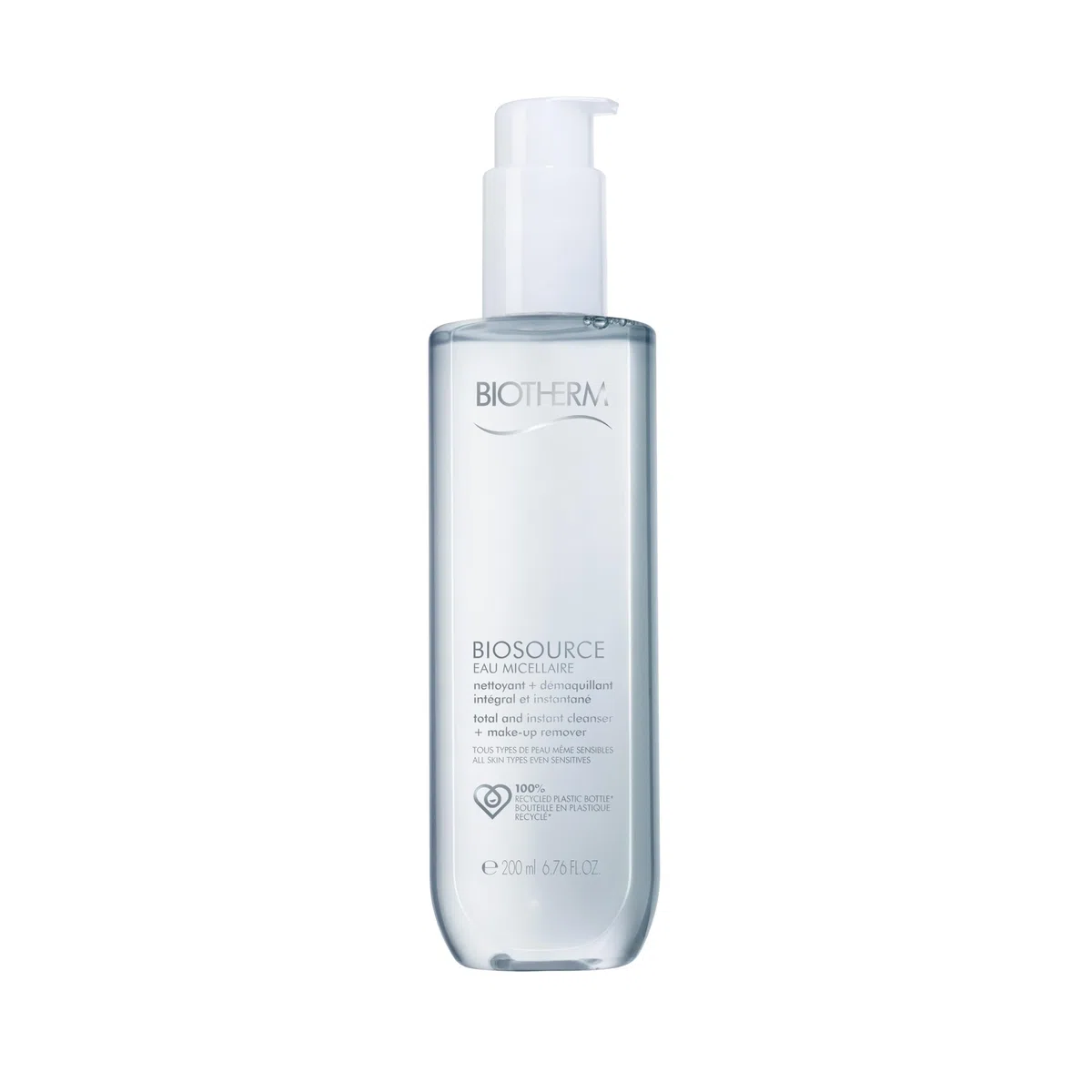 BIOTHERM Biosource Cleansing Micellar Water, Acqua Micellare, Per Tutti i Tipi di Pelle, Azione Struccante Rapida, Arricchita con Life Plankton, Biosource, 200 ml