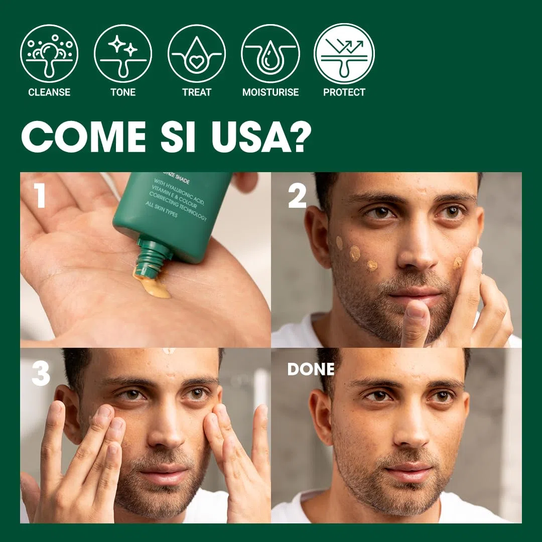 Shakeup Cosmetics - Crema idratante colorata da uomo, SPF25, idratazione 24 h, finish opaco, facile applicazione, vegana, 50 ml (Extra Light)