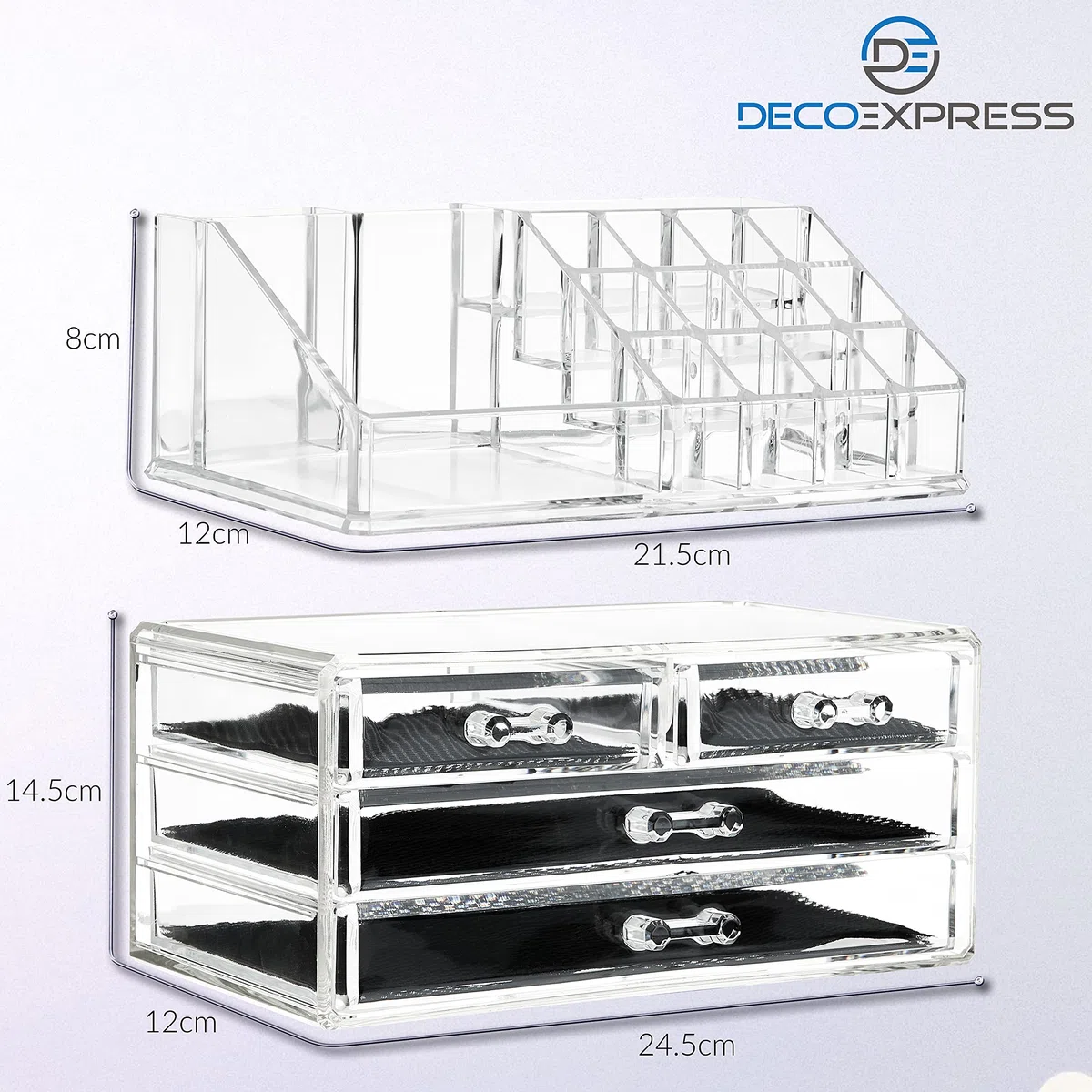 DECO EXPRESS Porta Trucchi Organizer da Bagno - Organizzatore per Cosmetici con Cassetti (Large)