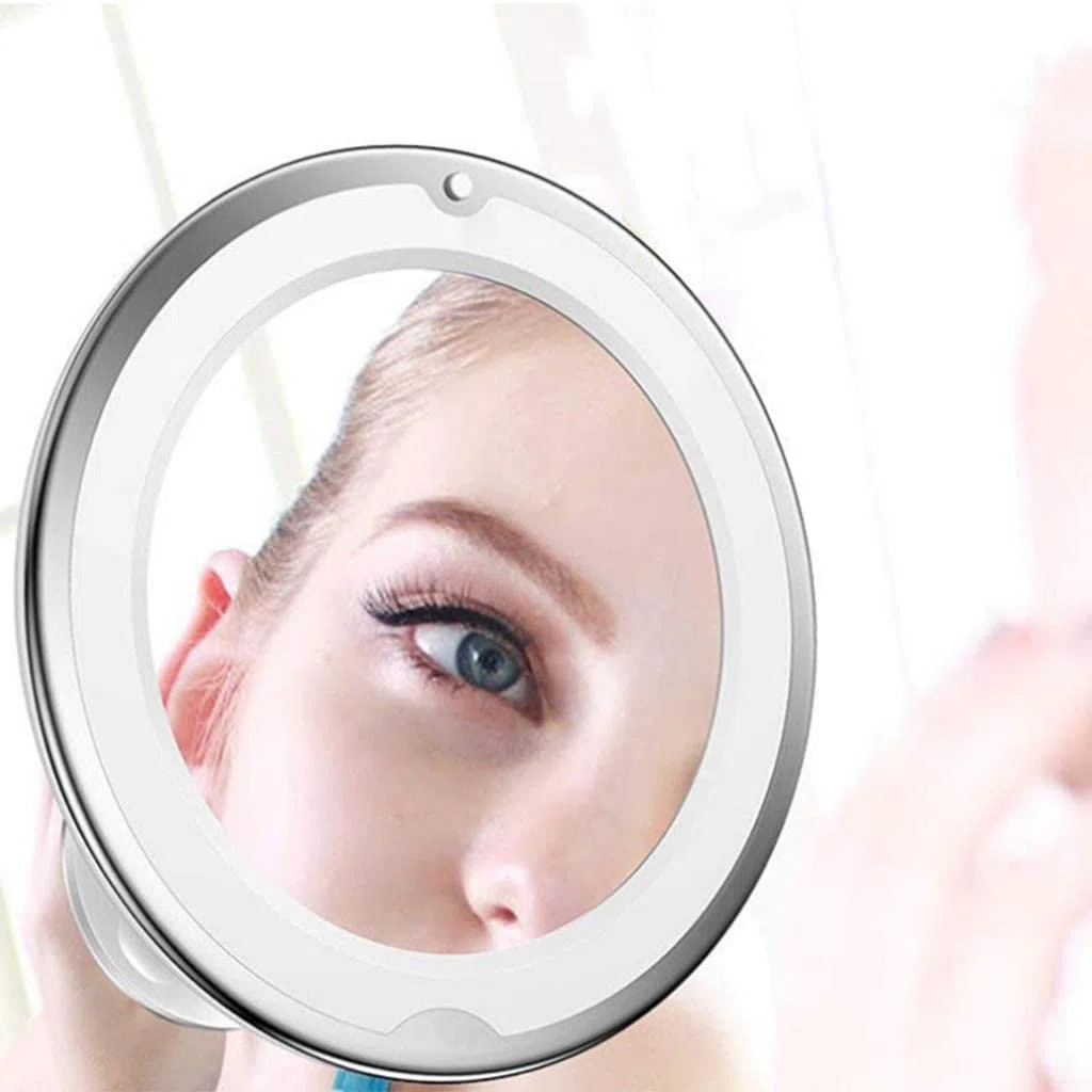 misppro Specchio da trucco illuminato con ingrandimento 7x, con ventosa, specchio da viaggio regolabile per piano di lavoro del bagno