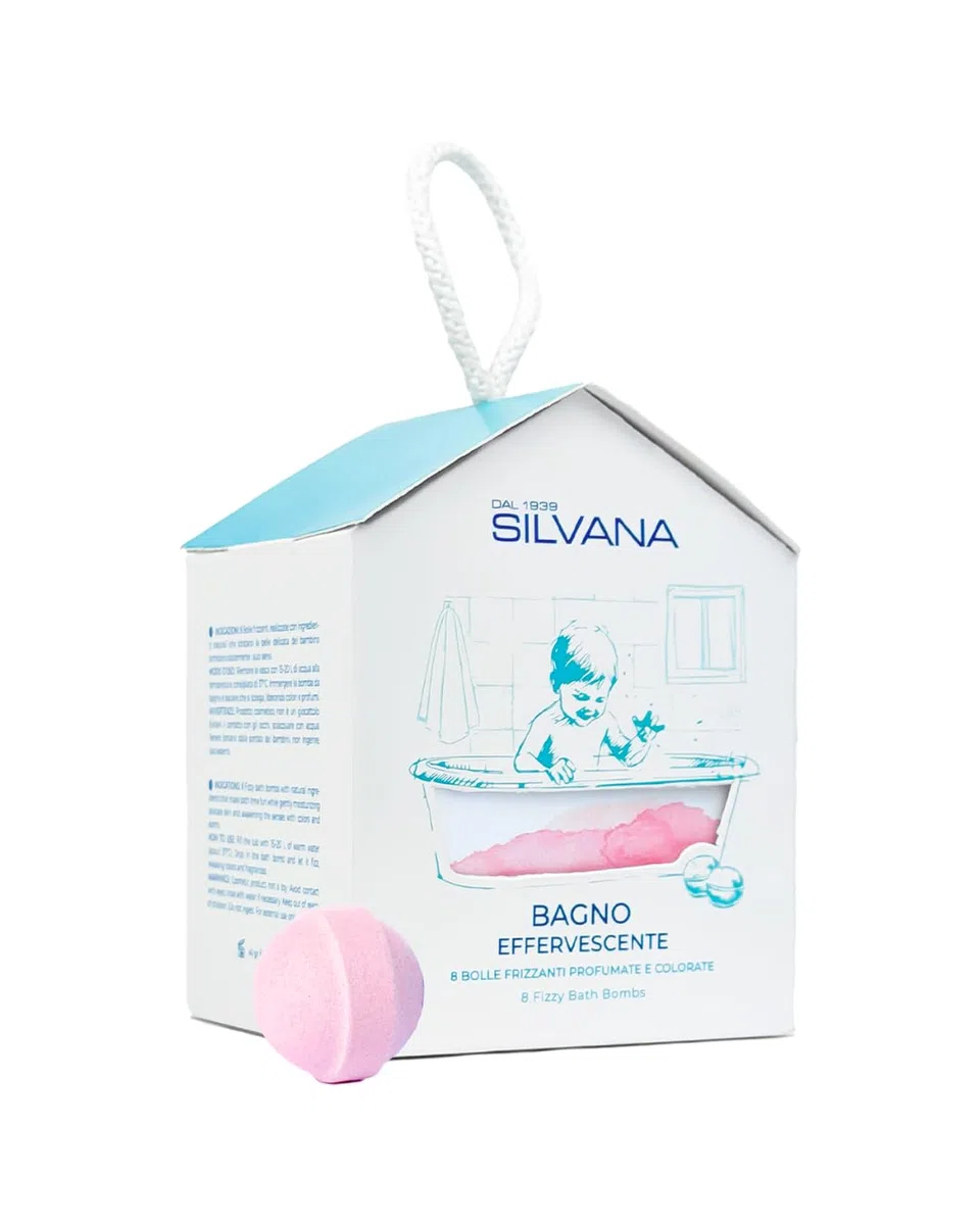 Silvana Bagno Effervescente Coccole per Bambini – Bomba da Bagno Naturale con Olio di Mandorle, Amido di Riso e Burro di Cacao – Bagnetto Rilassante e Idratante – Made in Italy