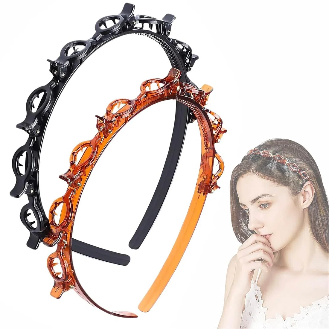 ZKGYUS - Bangs Hairstyle Hairpin, 2 PCS Frisurenhilfe Haarreif mit Klammern, Haarnadeln Friseurbedarf, Stirnband Haarhalter Haarschmuck Haarband,Haarband mit Clips, Twist Clip Stirnband