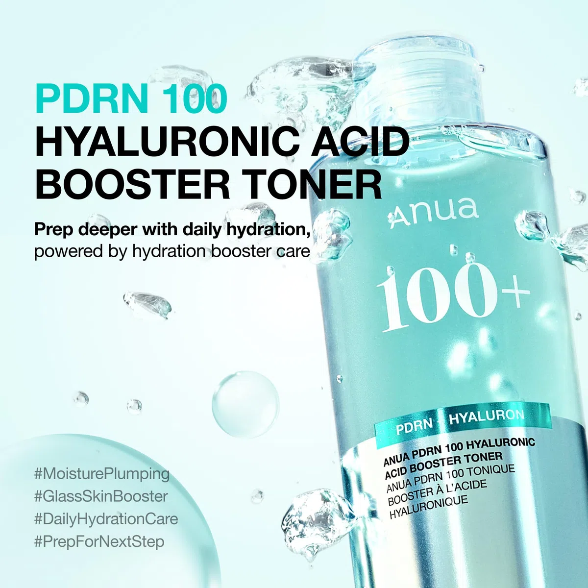 Anua PDRN 100 Hyaluronic Acid Booster Toner - Tonico viso coreano idratante glow e rimpolpante con PDRN (DNA di salmone) e Acido Ialuronico, non appiccicoso, per pelle secca e sensibile (250 ml)