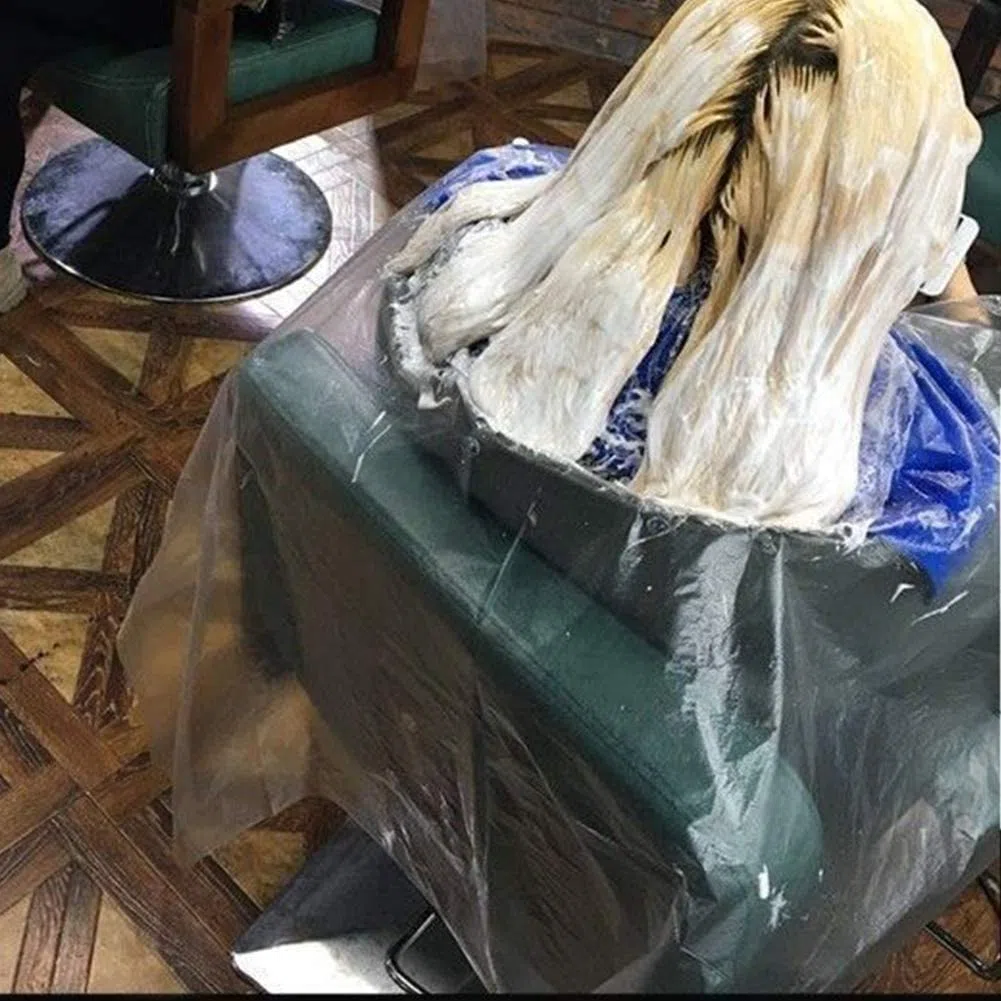 100 pezzi Mantelle per taglio capelli, Mantelle monouso per parrucchiere, Copertura per taglio capelli impermeabile Mantella per barbiere, per parrucchiere e parrucchiere, tinture per capelli