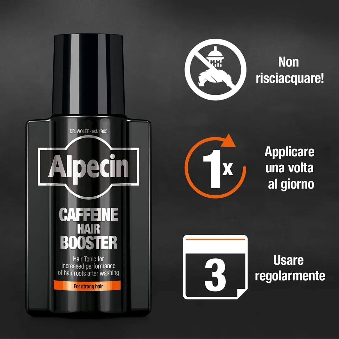 Alpecin Caffeine Hair Booster, 2 x 200 ml - Tonico per rinforzare le radici dei capelli
