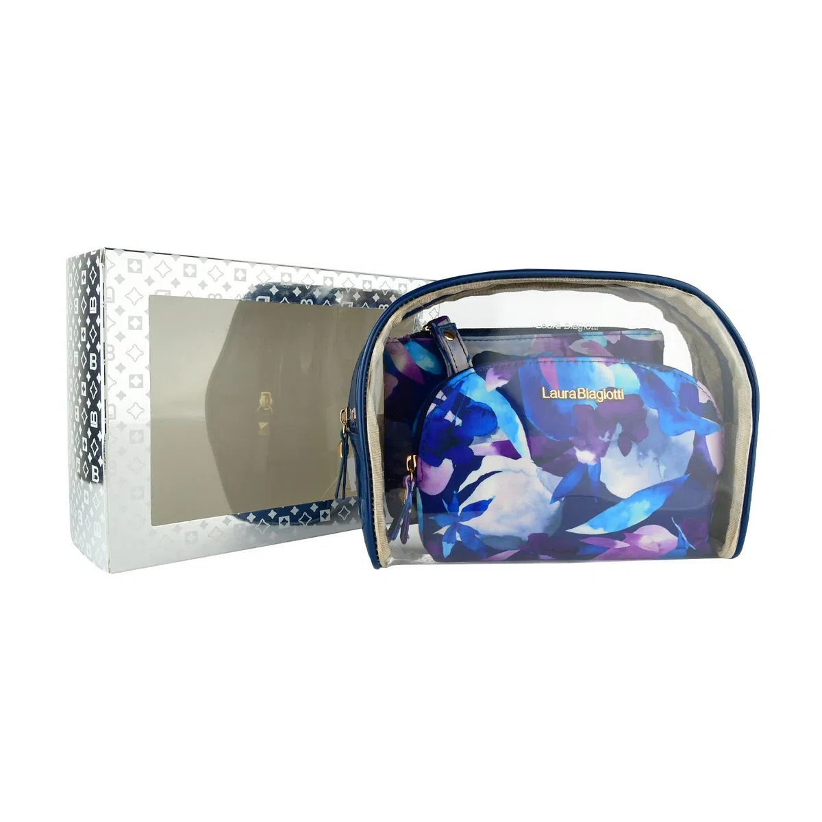 Laura Biagiotti Pochette Donna, Set 3 Pezzi Beauty Case da Viaggio Impermeabile, Borsa Make Up e Cosmetici Con Scatola