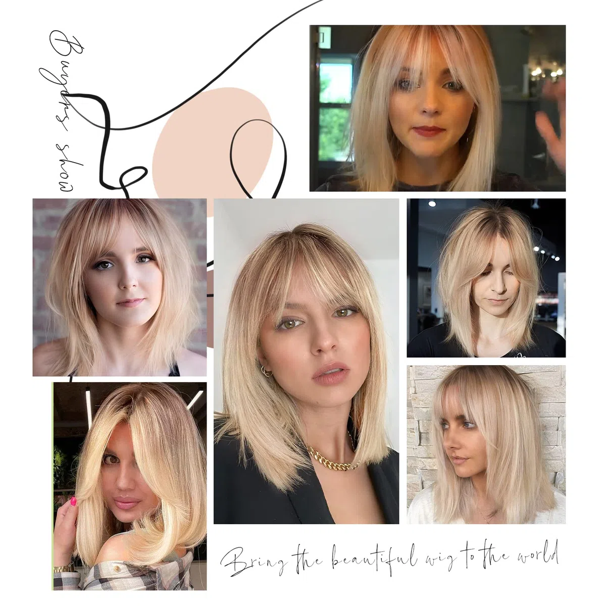 WOKESTAR Parrucche corte bionde con radici scure per le donne, parrucche sintetiche Bob stile termoresistente Bob