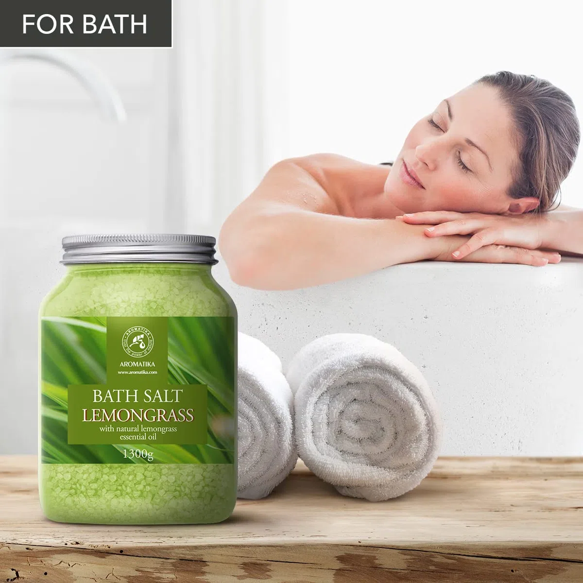 Sale Marino con Olio Essenziale di Citronella 1300g - Sali da Bagno Naturali per un Buon Sonno - Riduzione dello Stress - Cura del Corpo - Rilassamento - Bellezza - Aromaterapia