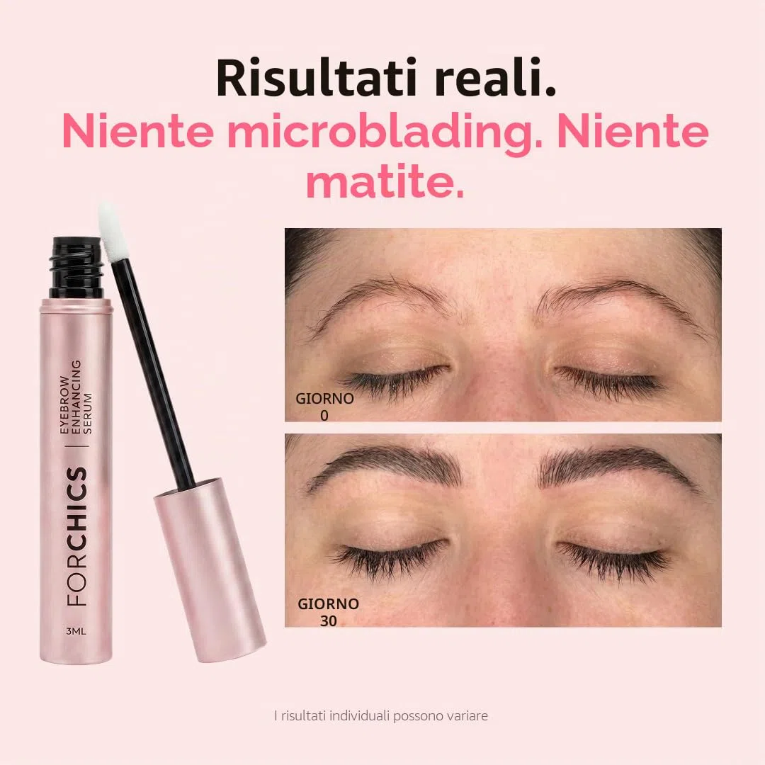ForChics Siero per la crescita delle sopracciglia balsamo per sopracciglia più folte e spesse in 2 settimane, formula vegana e cruelty-free, nuovi peptidi innovativi