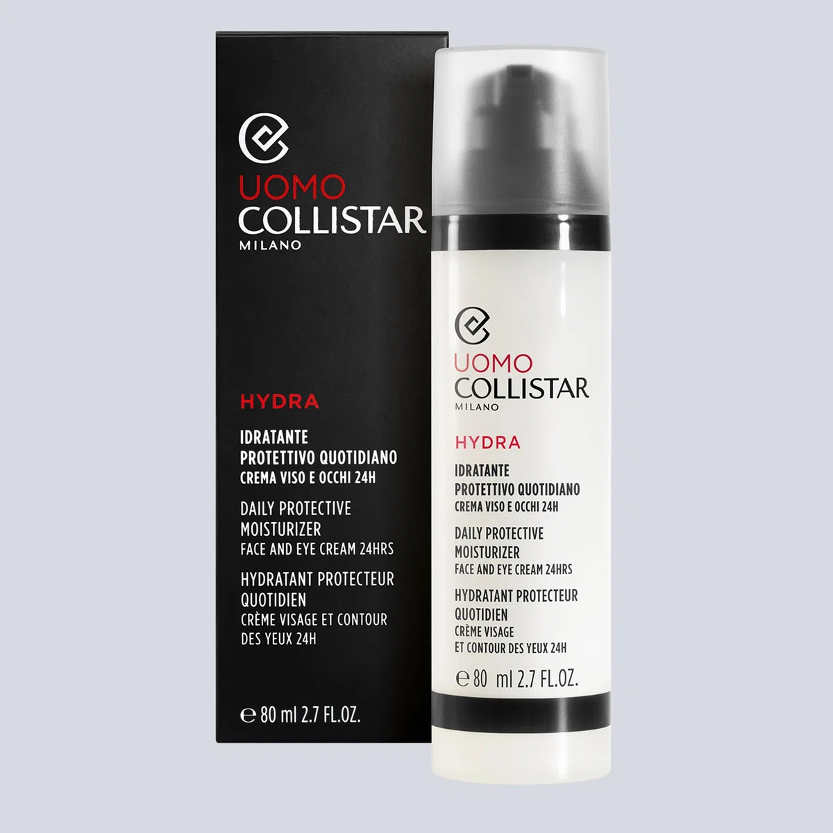 Collistar Hydra Uomo Idratante Protettivo Quotidiano, Crema Viso e Occhi 24h, Specifica per Pelli Secche e Sensibili, Idratazione Immediata, Protezione dalla Luce Blu, Azione 2in1, 80 ml