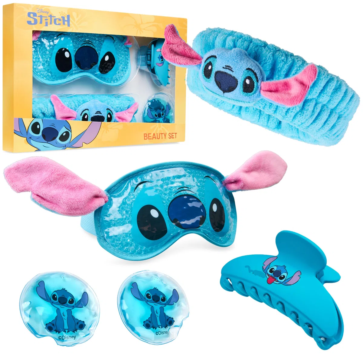 Disney Stitch Maschera Occhi Freddo, Bellezza Accessori Set - Regalo Donna (Blu)