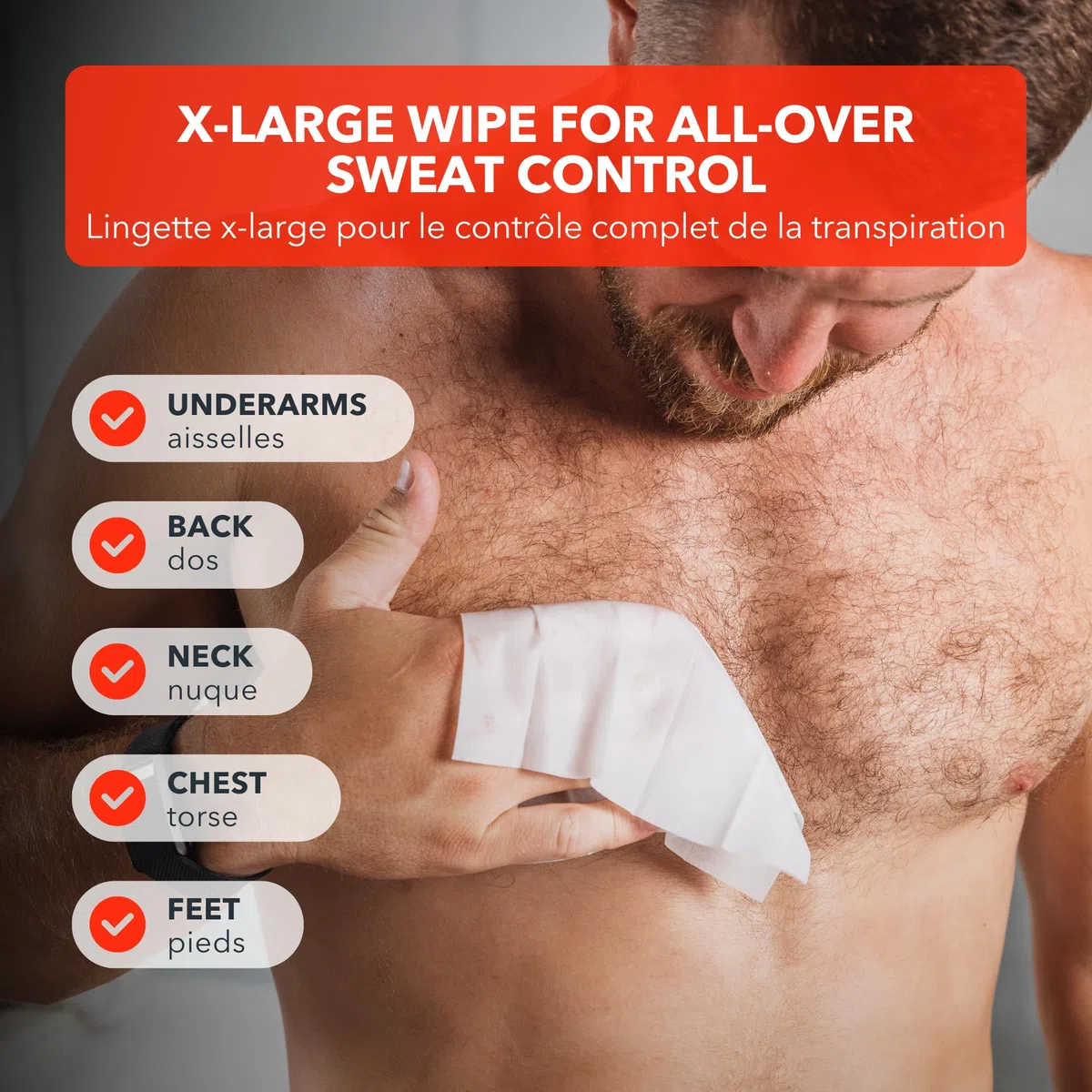 SweatBlock Maximum Strength Antiperspirant Sweat Wipes - For Excessive Sweat Protection - Extra Large - Up to 7 day protection per use - 10 Count - Unisex