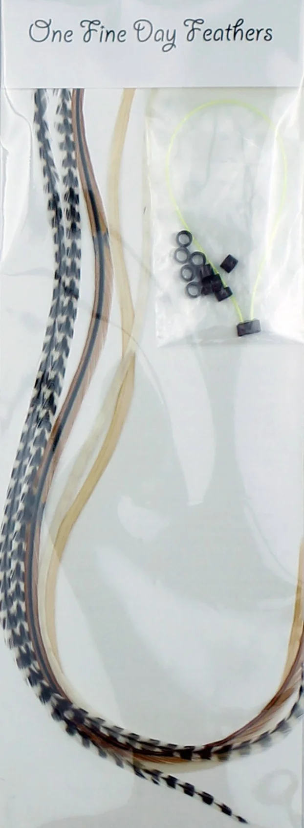 Estensione dei Capelli + Anelli/Applicatore - Mixed Naturals (5 piume, 22-33 cm)