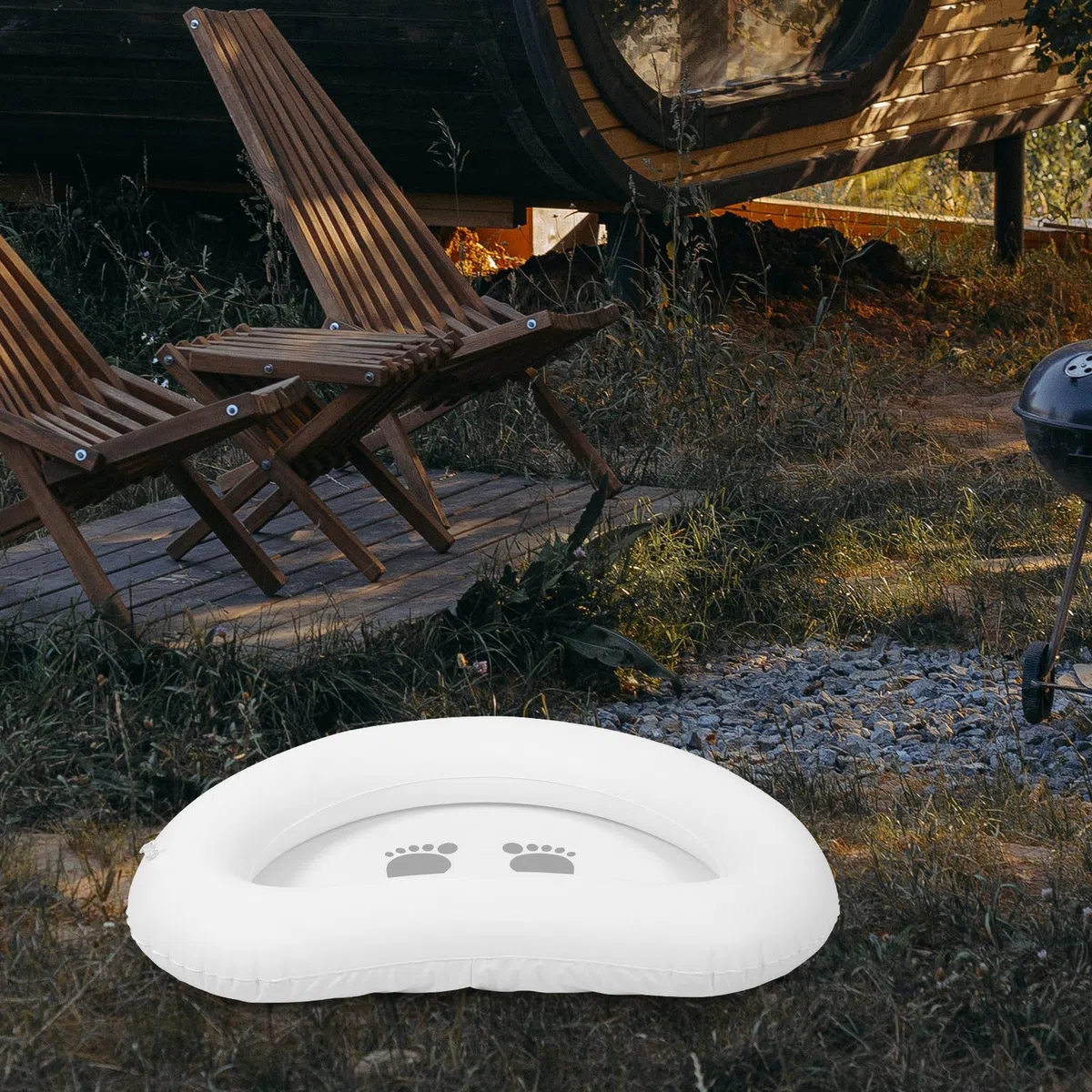 Pediluvio Gonfiabile in Pvc Bianco per Piscina, Vassoio Lavapiedi Leggero e Facile da Gonfiare e Sgonfiare, per Uso Domestico e Persone di Tutte le Età