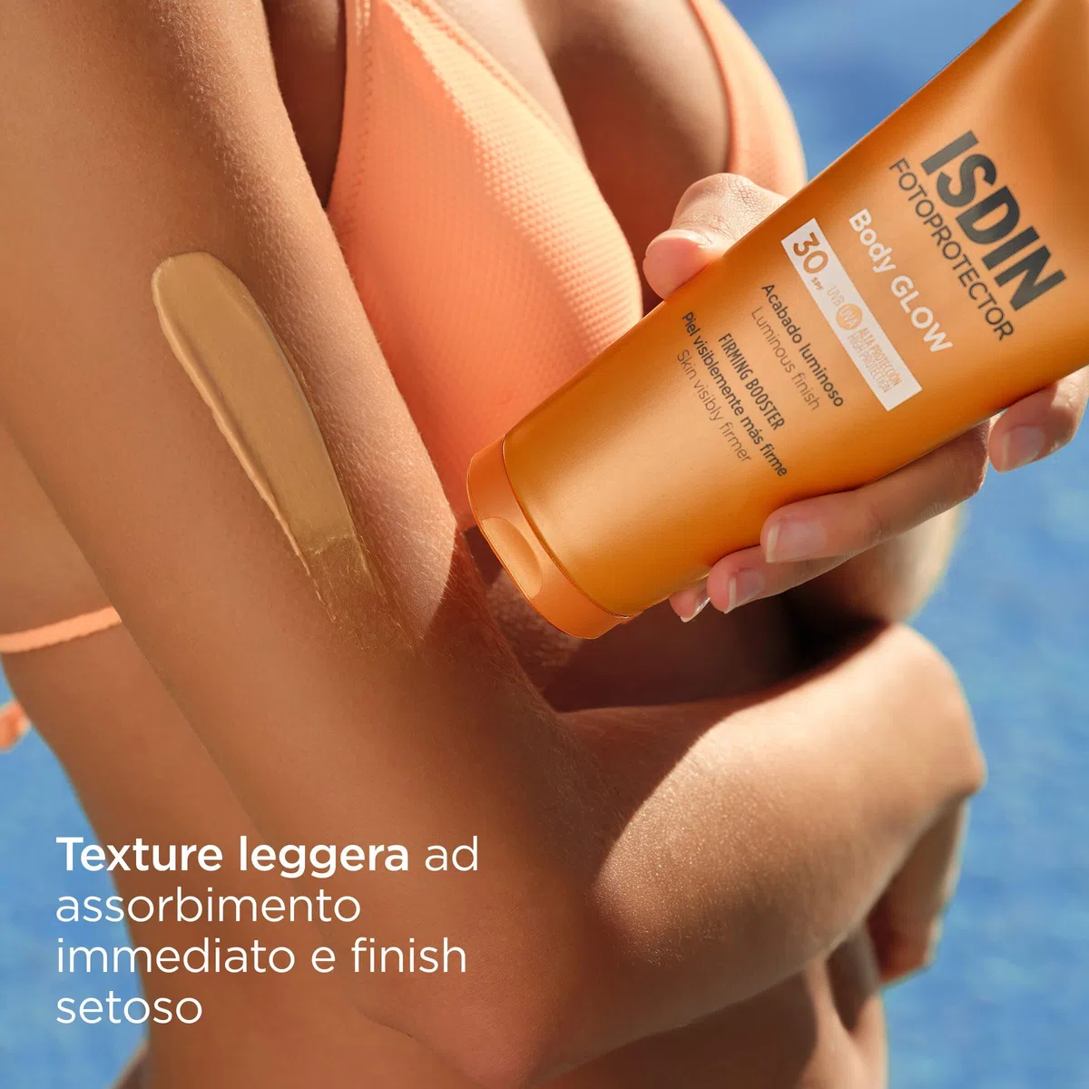 ISDIN Body GLOW SPF 30 (200ml) | Crema Solare Corpo Effetto Illuminante GLOW | Pelle più Luminosa e Visibilmente più Compatta