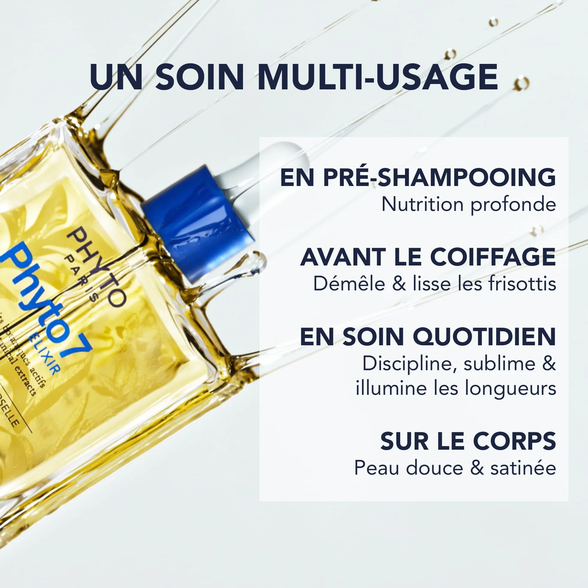 Phyto Paris Phyto 7 Elixir - Olio Sublimante Disciplinante 100 ml - Capelli spessi, secchi e danneggiati - Cura multiuso, nutrizione intensa, disciplina e rifinisce - 99% di oli botanici naturali