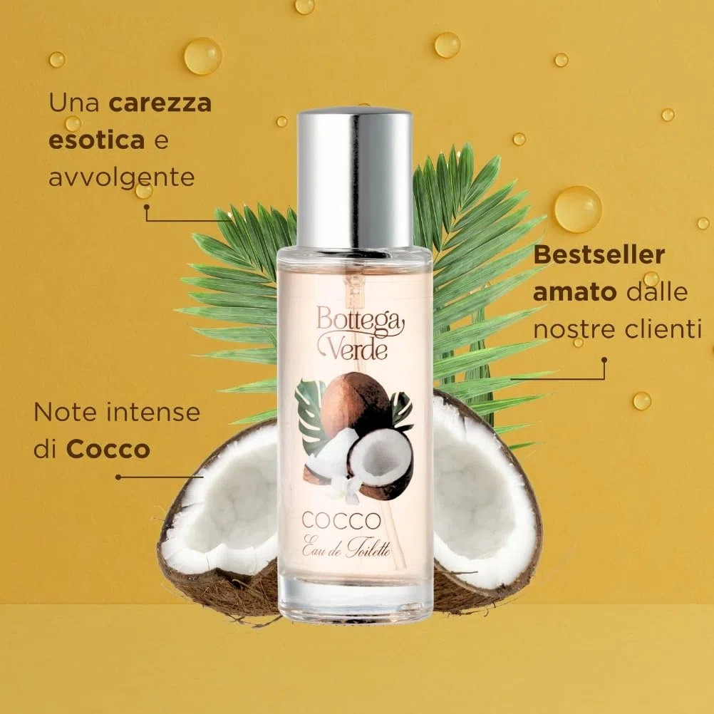 Bottega Verde - Eau de toilette Cocco - Profumi Donna - Profumo Vaniglia e Note Fiorite - Fragranza Esotica e Avvolgente - Parfum Donna Rinfrescante - Perfume Ideale per l’Estate - 30 ml