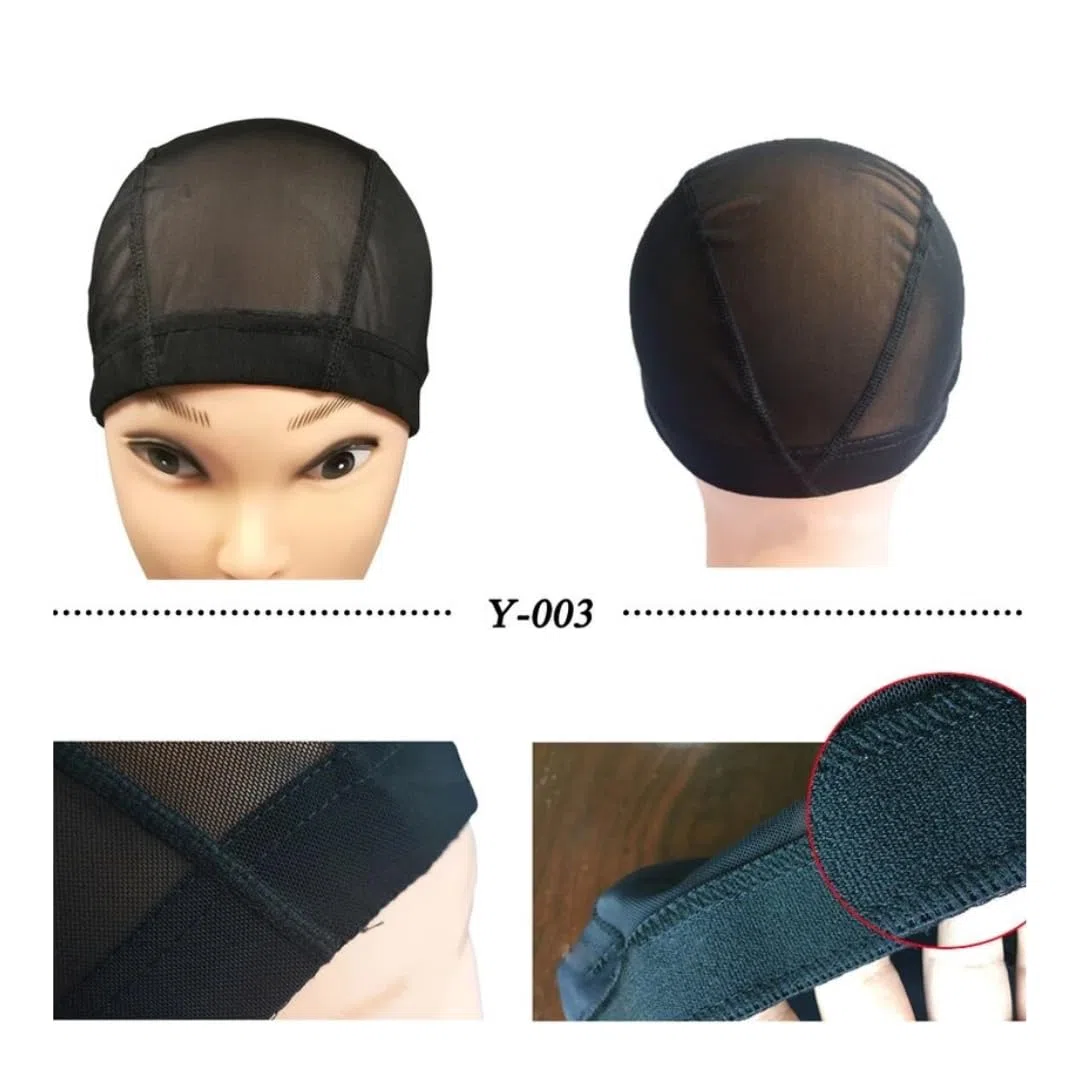 6 PEZZI Wig Caps Cappellino in maglia nera per realizzare parrucche pettinature estensibili con fascia elastica larga 6 pezzi/lotto