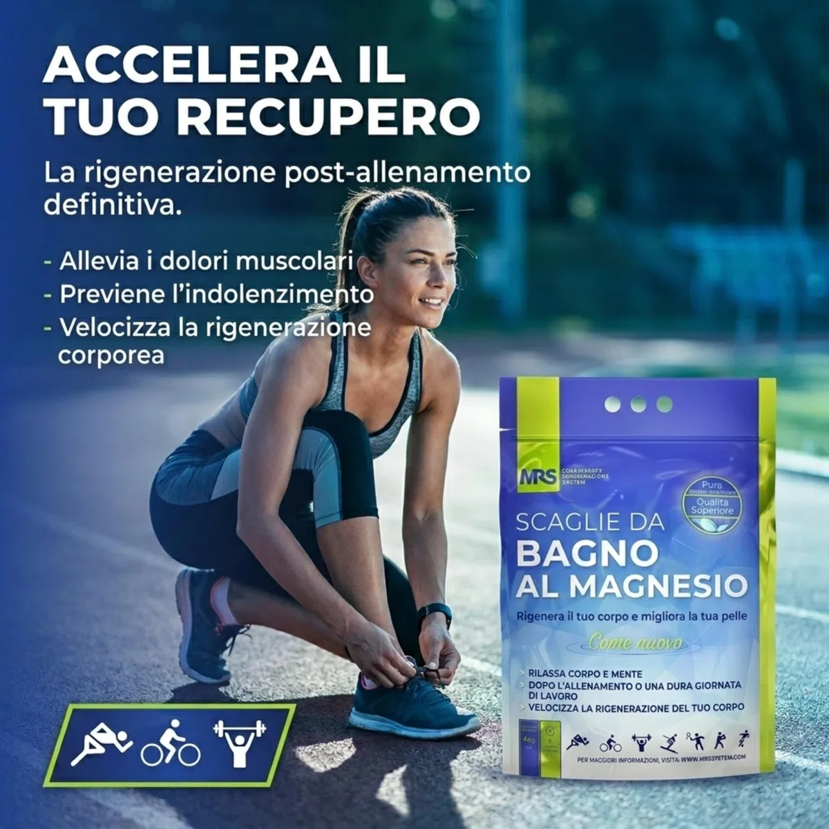 MRS Sali da Bagno Fini al Magnesio, Sale di Epsom, Sali da Bagno, Per trattamento Muscoli e Piedi, Rigenera il Corpo e la Mente, Sistema Rigenerante al Magnesio, 4kg - 8.8 lb