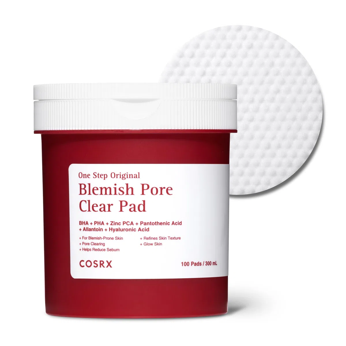 COSRX OneStep Original Blemish Pore Clear Pad, 100 cialde, Dual side Face Pad for Exfoliation, Pore Care & Idration with BHA, PHA & Zinc PCA & 5 Acidi ialuronici, coreano Skin Care