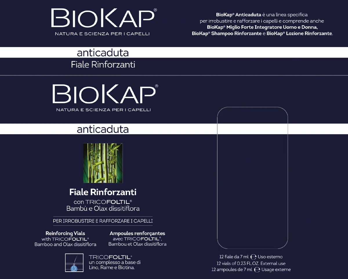 BIOS LINE BioKap Anticaduta, Fiale Rinforzanti, Aiuta a Contrastare L'Eccessiva Caduta e i Problemi Di Fragilità Capillare, 12 Fiale