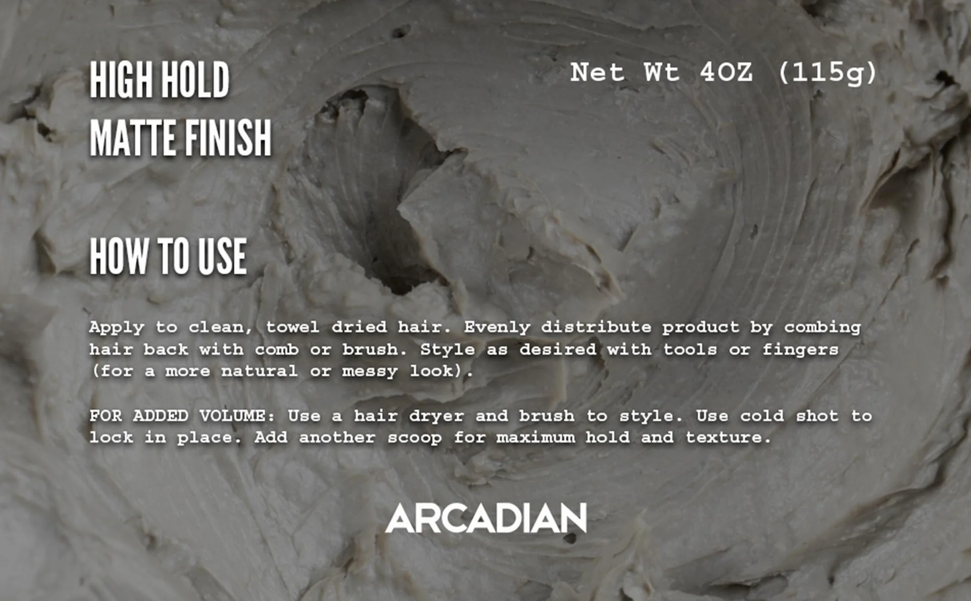Arcadian Grooming Matte Clay Pomade 4oz