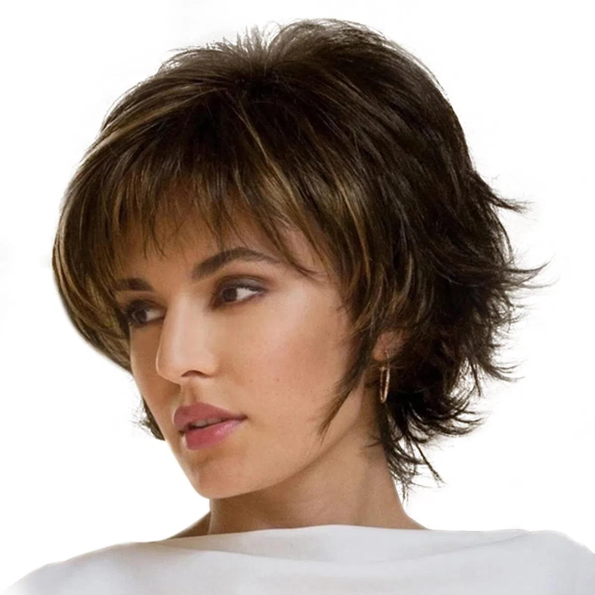 BRRNOO Parrucca per Capelli Corti per Donne Parrucca Bob Corta per Donne Parrucca a Strati Corti con Scoppi Resistenti Al Calore a Fibra Sintetica Bionda Bionda Miscelata Marrone