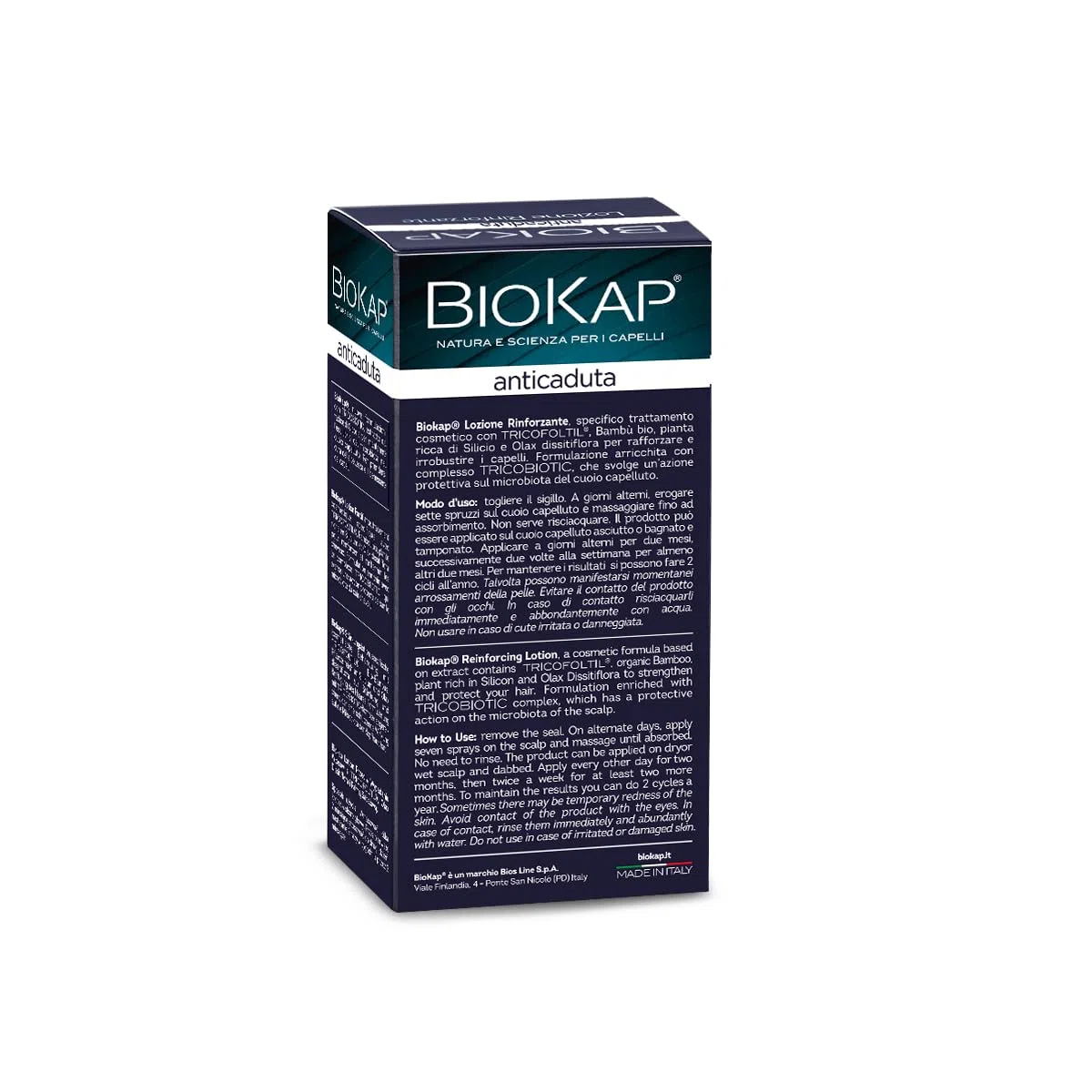 BIOS LINE Biokap Lozione Rinforzante Anticaduta con Tricobiotic, Trattamento Urto, Migliora Resistenza e Densità dei Capelli, 50 ml