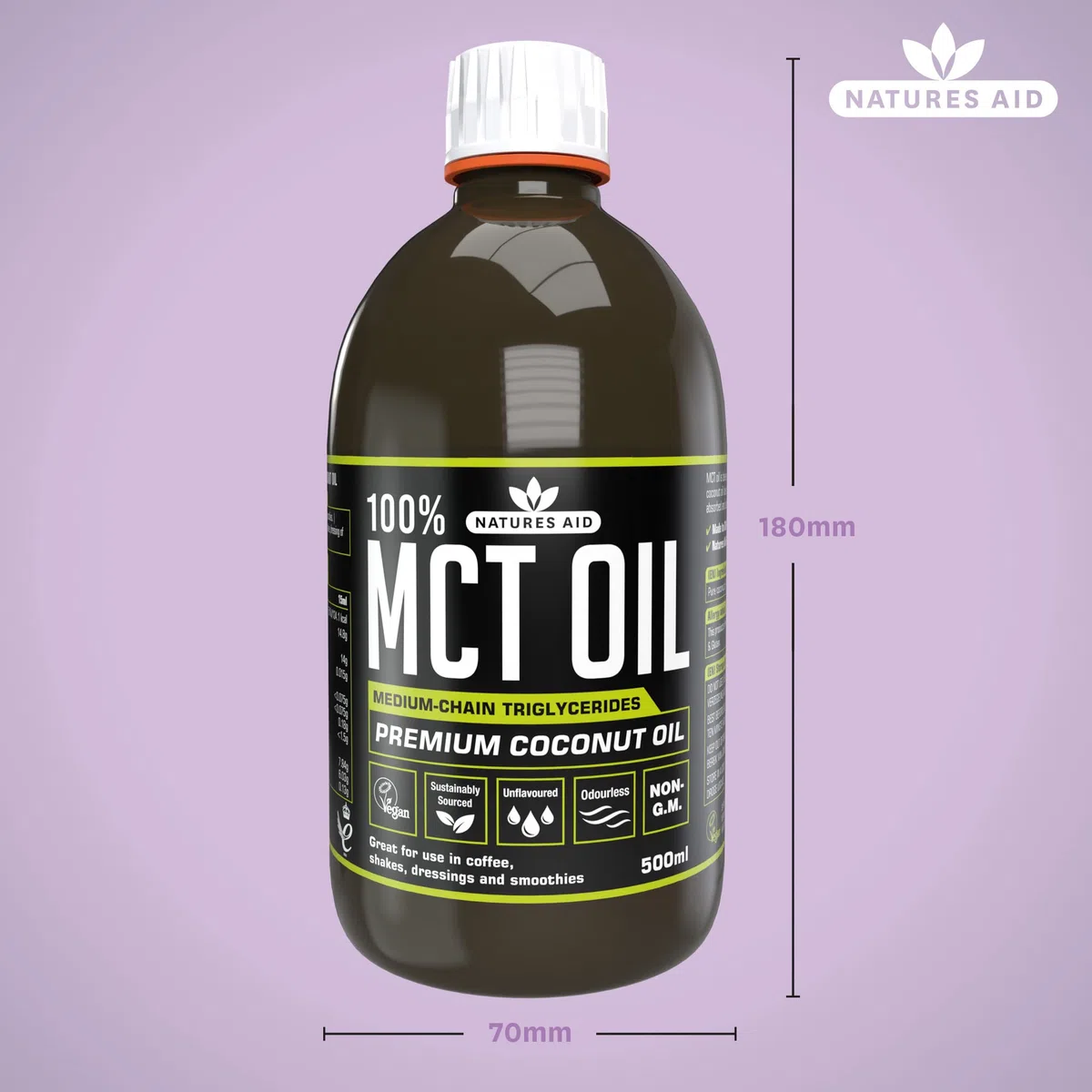 Natures Aid 100 Percento MCT Coconut Olio 500 ml