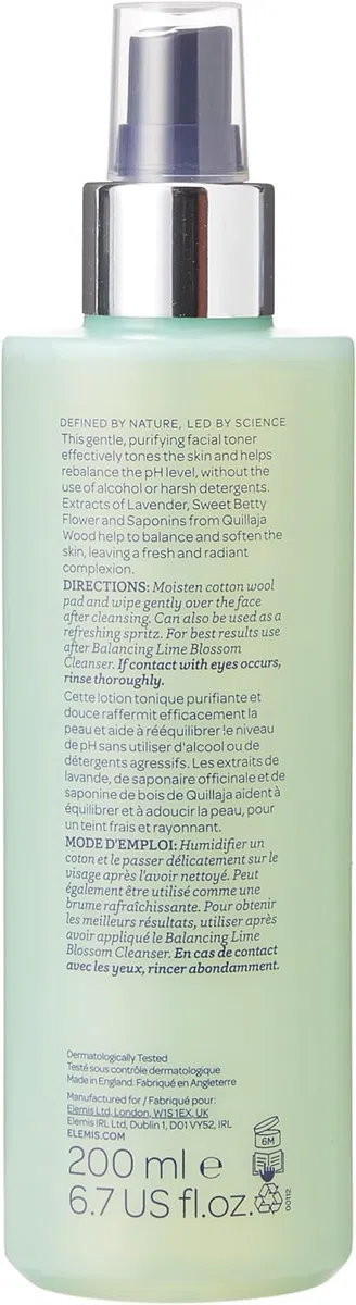 Elemis Balancing Lavender Toner, Tonico Purificante Per Il Viso, Senza Alcool, Purifica, Lenisce E Riequilibra, Tonico Del Ph, Idrata, Favorisce L'assorbimento Della Crema Idratante, 200ml