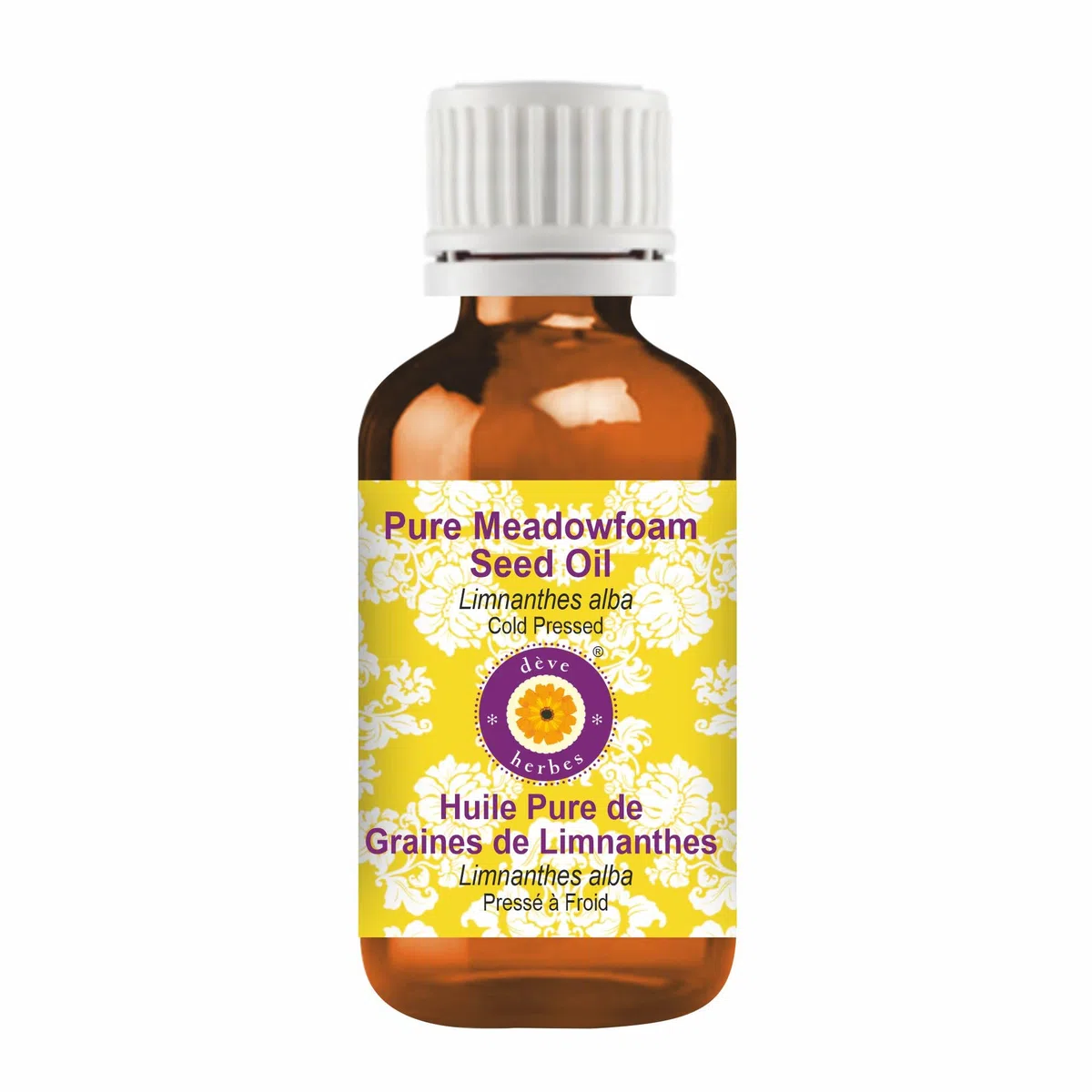 Olio di semi di Meadowfoam puro di Deve Herbes (Limnanthes alba) 100% grado terapeutico naturale spremuto a freddo 100ml (3.38 oz)