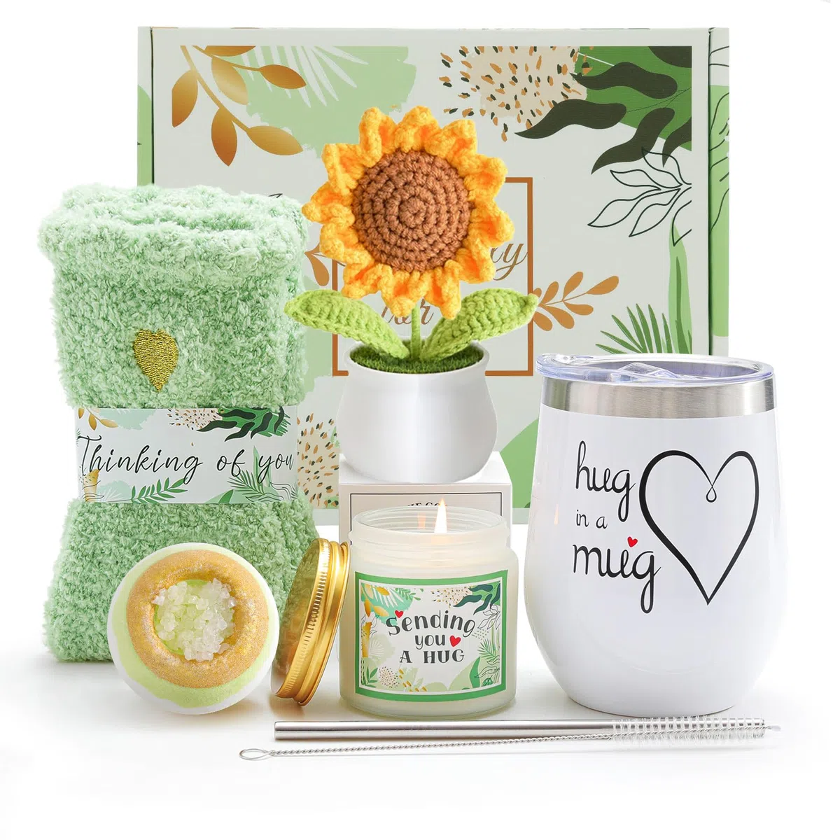 Regalo Donna,Set Regalo per Amica Compleanno,Positiva Idee Regalo Donna Originali, Confezione Regalo Migliore Amica Originale,30 40 50 60 Anni Regalo per Compleanno Amica/Collega/Mamma