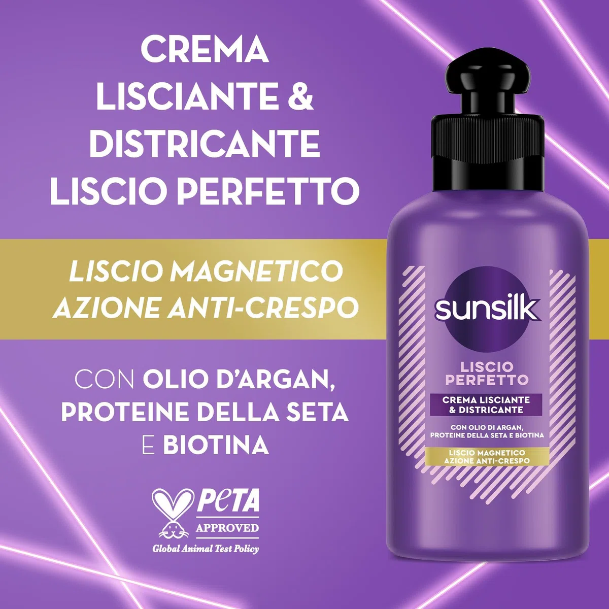 Sunsilk, Crema Districante Liscio Perfetto, Crema per Capelli Lisci a Lungo, Senza Risciacquo, Formula Active Fusion con Olio di Argan, Proteine della Seta e Biotina, 6 Pezzi da 200 ml