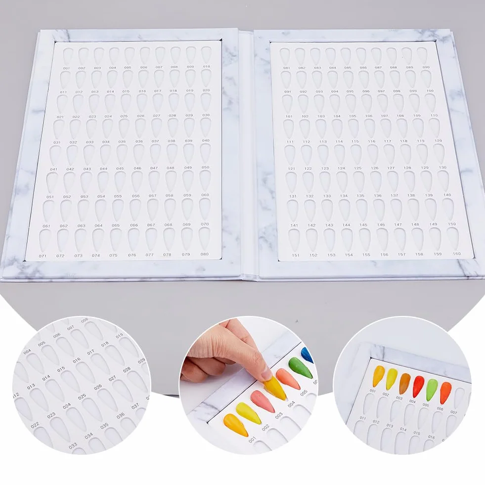 SUPERFINDINGS Libro di Esposizione dei Colori per Unghie con 240 Pezzi di Puntine per Unghie, Display per Smalti in Gel, Display per Tavole dei Colori per Unghie, Libro di Campioni di Smalti