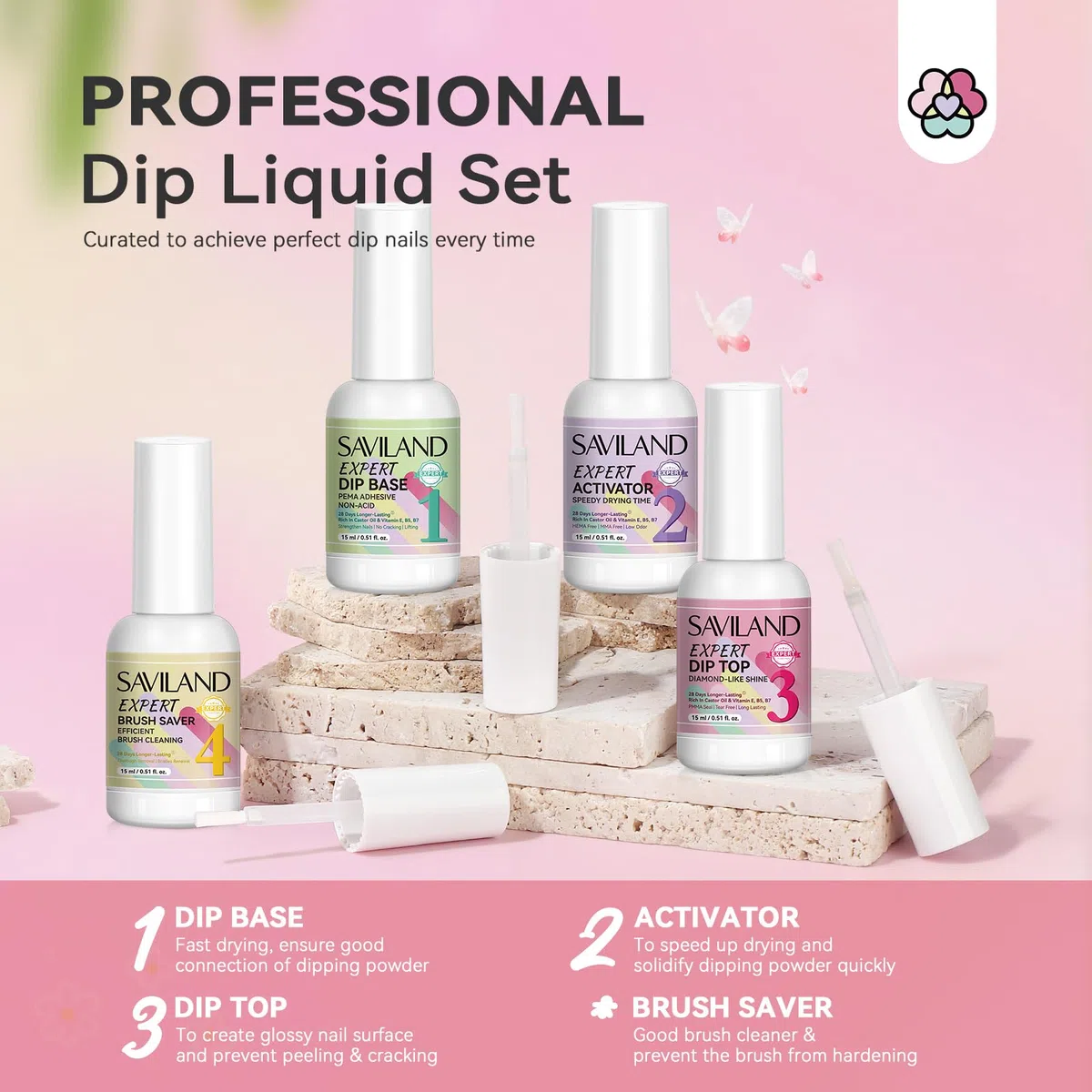 SAVILAND Smalto in Polvere Kit con Fresa per Unghie: 20 Colori Smalto in Polvere ad Immersione per Unghie Dip Liquido per Manicure Nail Art, Lunga Durata per 28 Giorni, Regalo per Donne Ragazze