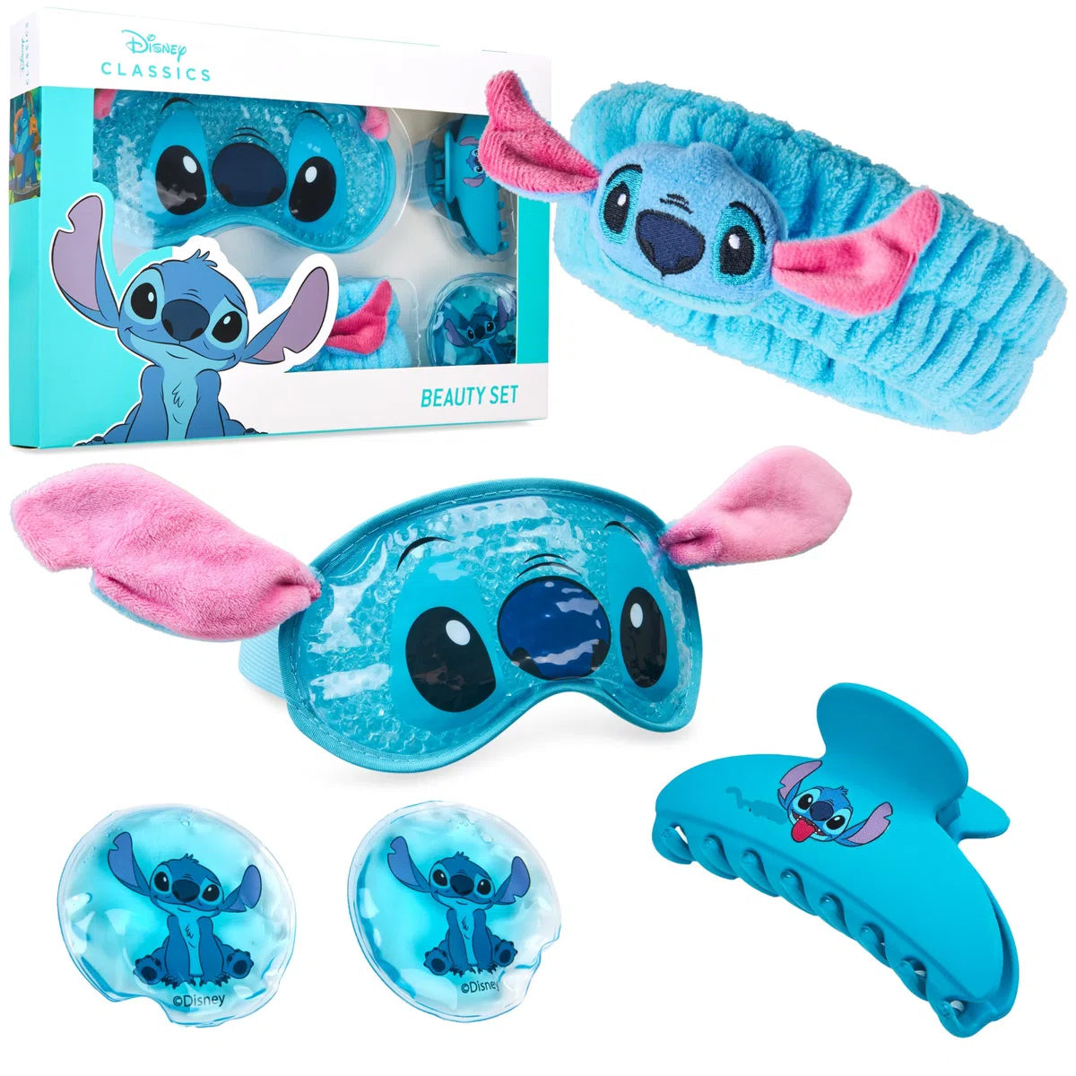 Disney Stitch Maschera Occhi Freddo, Bellezza Accessori Set - Regalo Donna (Blu)