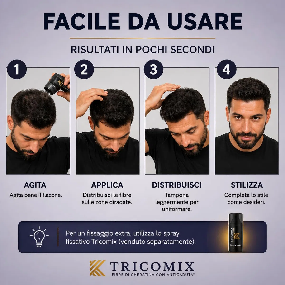 Fibre di Cheratina per Capelli 12g – Fibre Ispessenti per Capelli Diradati – Effetto Infoltimento Naturale – MEDIUM BROWN (Castano medio)