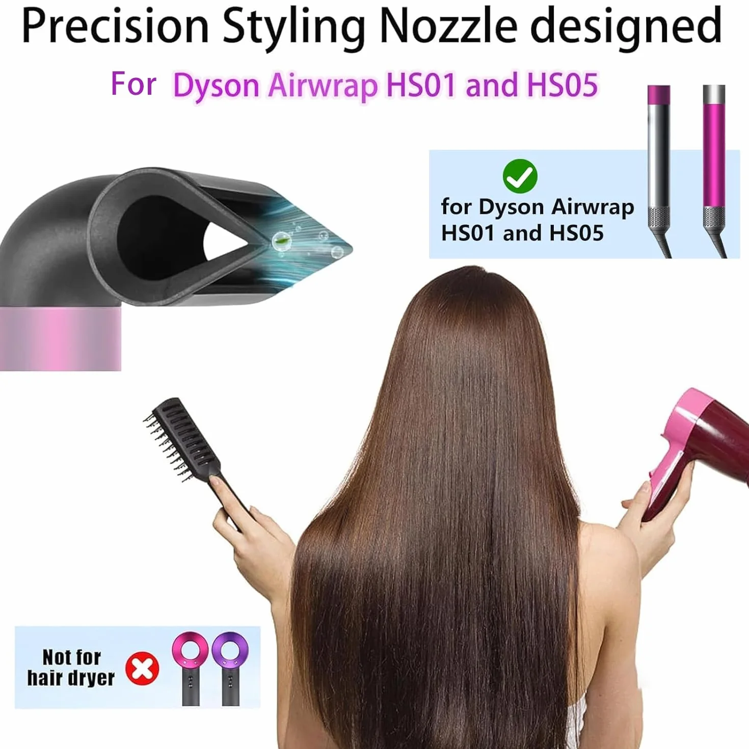 Bocchetta per styling di precisione per Dyson Airwrap HS01/HS05, bocchetta per styling con lame, accessori per asciugatura e styling