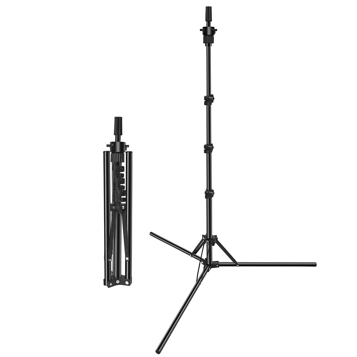 Manichino Head Stand, DanseeMeibr Plus Parrucca Head Stand Metallo Treppiede Stand Pieghevole Inverso Regolabile (17-56Inch) Parrucca Stand Treppiede per Parrucche Training Head