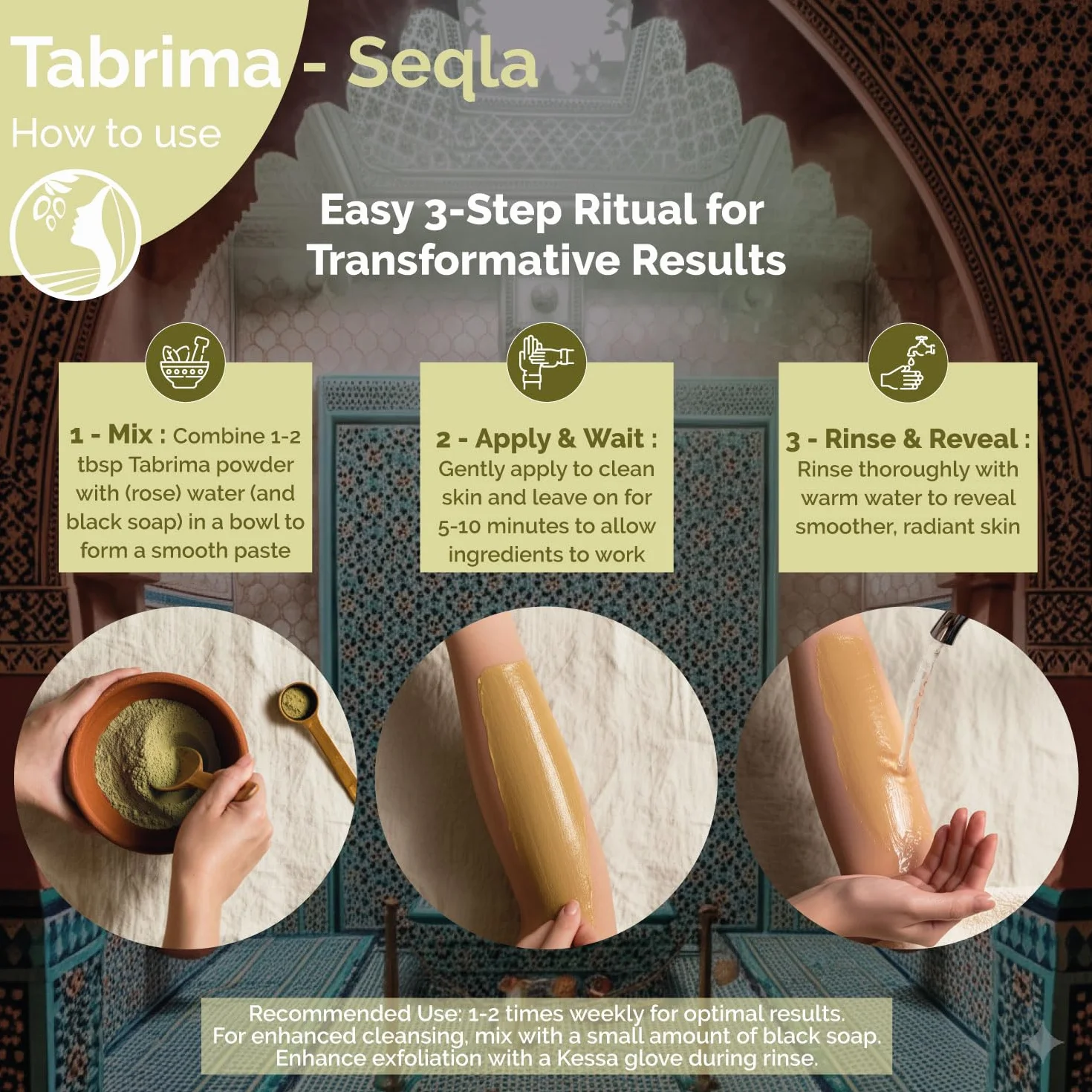 Fatima's Garden Tabrima/Seqla Esfoliante Hammam Marocchino Naturale Rituale Ancestrale 150g