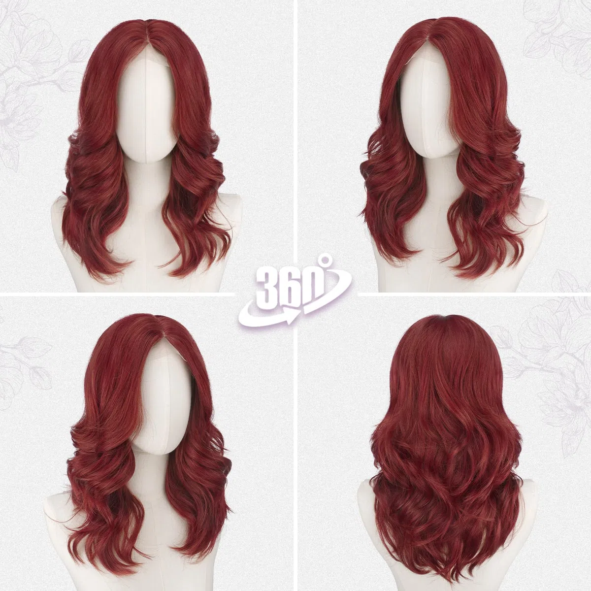 BARSDAR Corto Ondulato Rame Rosso Parrucca, Shoulder Lunghezza Rame Parrucche per Donne Corto Loose Wave Layered Parrucca con Face-Framing Curtain Bangs Aspetto Naturale Sintetico Capelli Parrucche