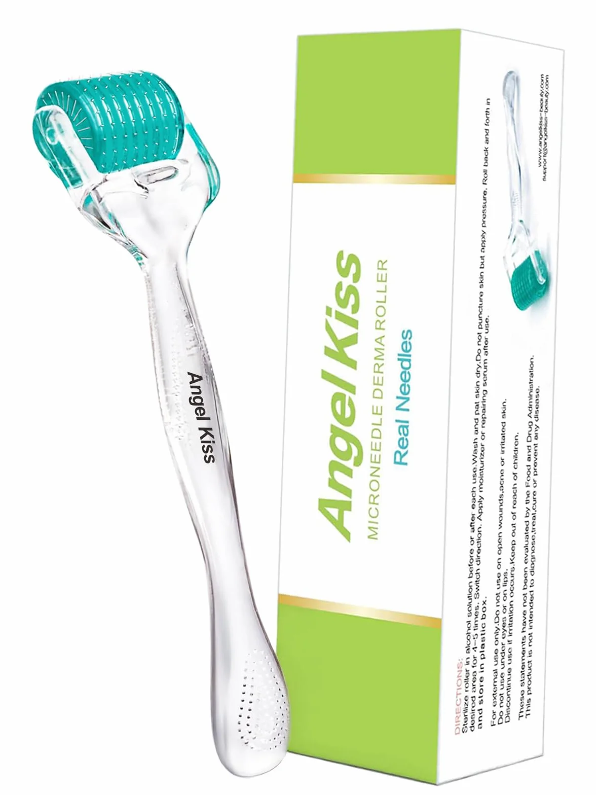 Angel Kiss Derma Roller 0,5 mm Vera Ago - 192 Microneedling in Acciaio Inox Microneedle Roller Ago per Viso Corpo Cura della Pelle Barba Crescita dei Capelli
