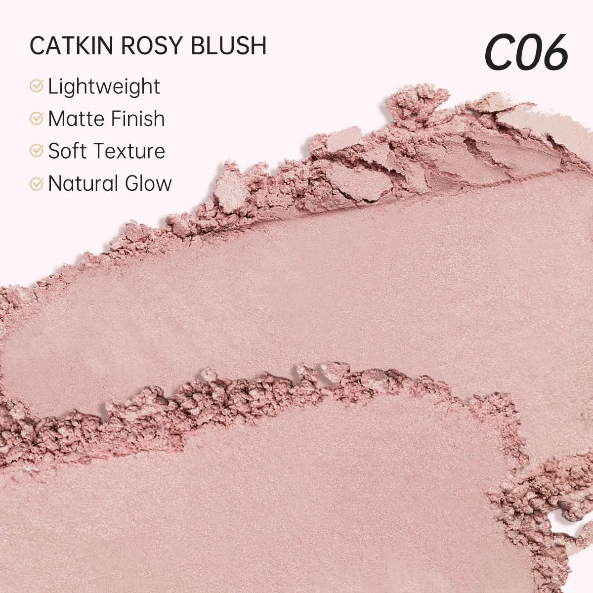 CATKIN Makeup Blush Polvere, Astra, 2-in-1 Illuminante viso in Polvere con Fard, Formula Leggero e Idratante, con Acido Laluronico, Matte, Effetto Naturale, Per un Look Fresco e Colorato, 10g