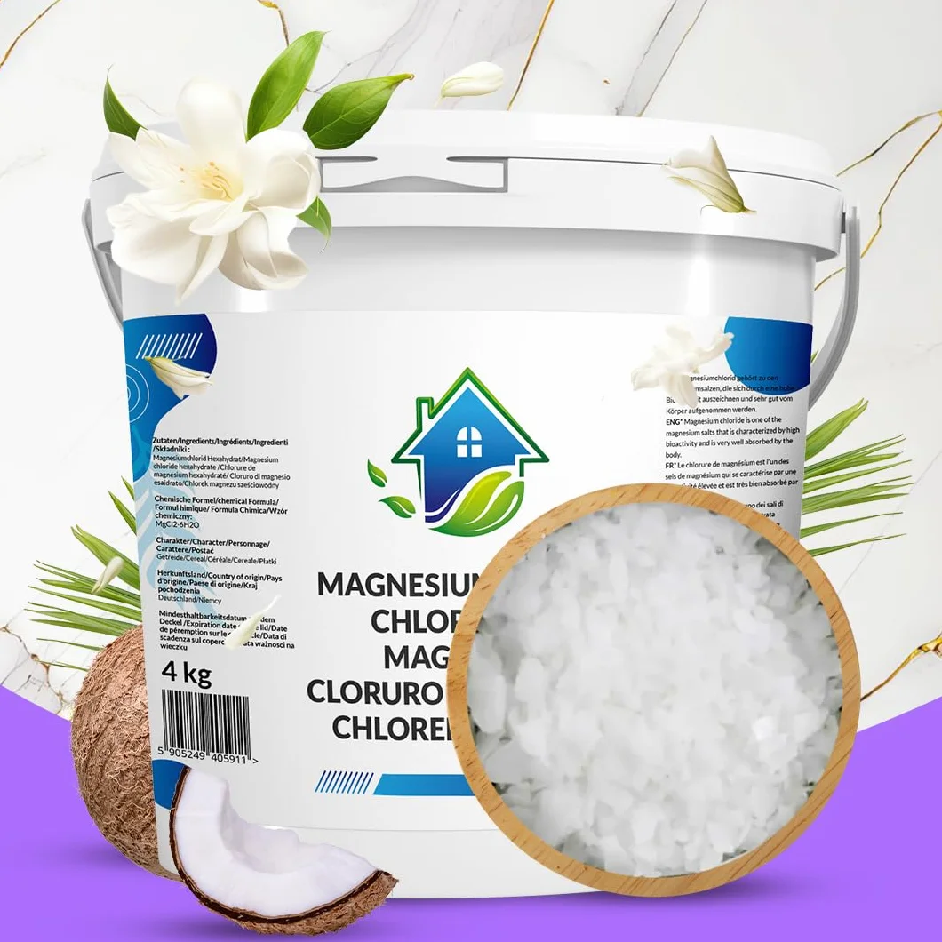 Cloruro di Magnesio Flakes 4kg I Magnesium Cloruro Puro in Fiocchi I Sale da Bagno Esaidratato I Magnesio in Polvere Naturale per Bagno e Benessere (4 kg (1er Pack))