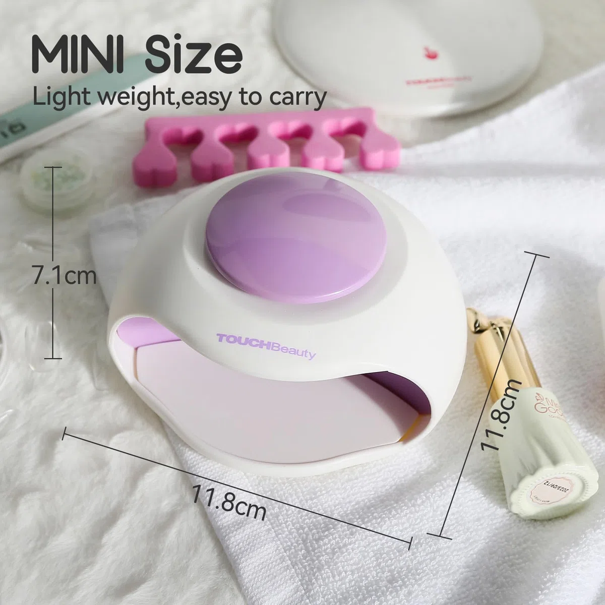 TOUCHBeauty Asciuga Unghie Aria e Luce LED, Essiccatore per Unghie Portatile, Mini Asciuga Smalto per Normale Unghie Ventilatore per Adolescenti, Principianti, a Batteria AG-0889N