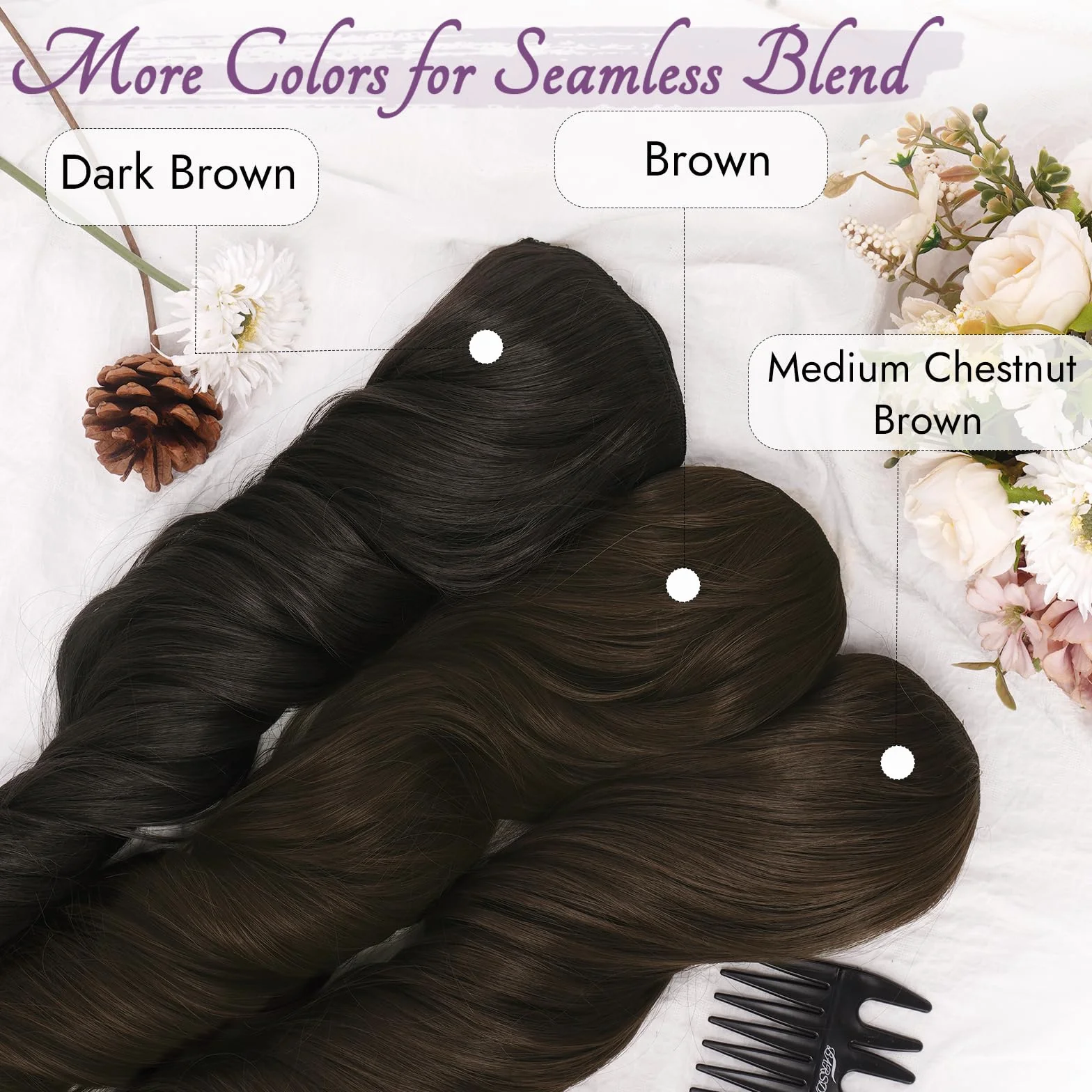 BARSDAR Castagno Extension Capelli a Clip, 50cm Ondulati Clip in Estensioni di Capelli per Donna 5PCS Spesso Layered Hair Extensions Lace Sintetici Posticci Extensions - Medio Castagno Marrone
