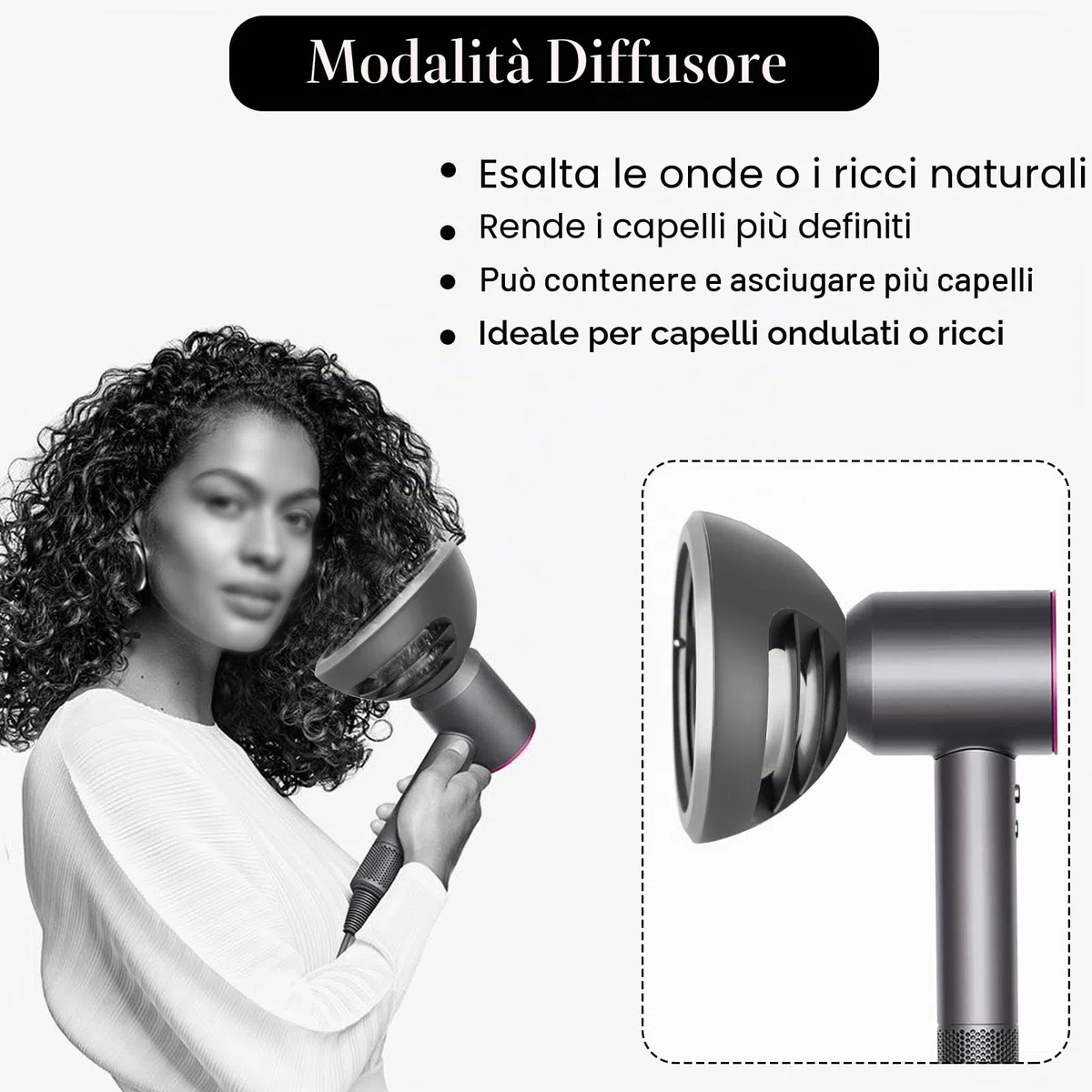 Diffusore Ugello Accessori per Dyson per Supersonic Asciugacapelli HD01 HD02 HD03 HD04 HD05 HD07 HD08 HD14 HD15, Onde e Ricci Diffusore Accessori