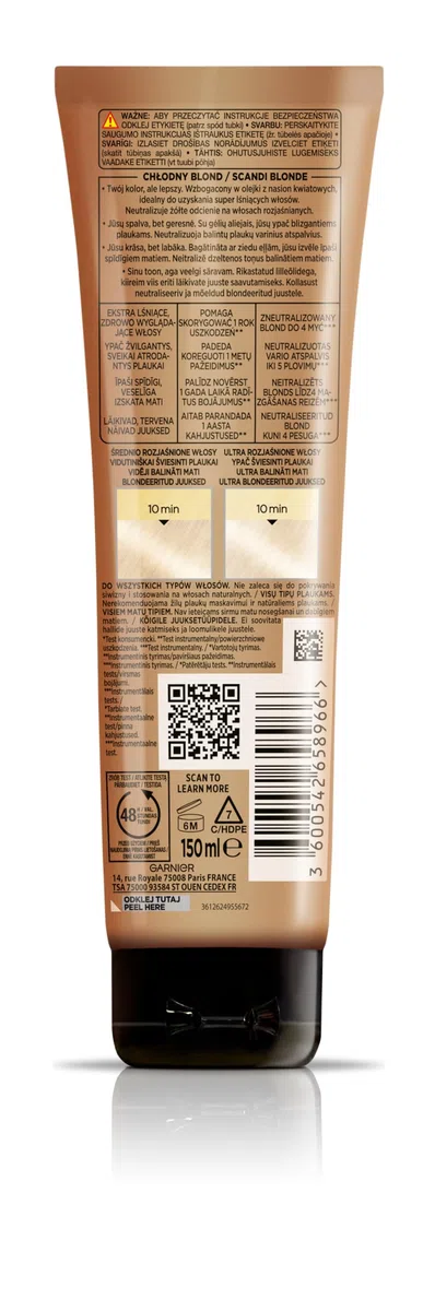 Olia Gloss - Maschera tonificante biondo freddo, per capelli decolorati, 150 ml
