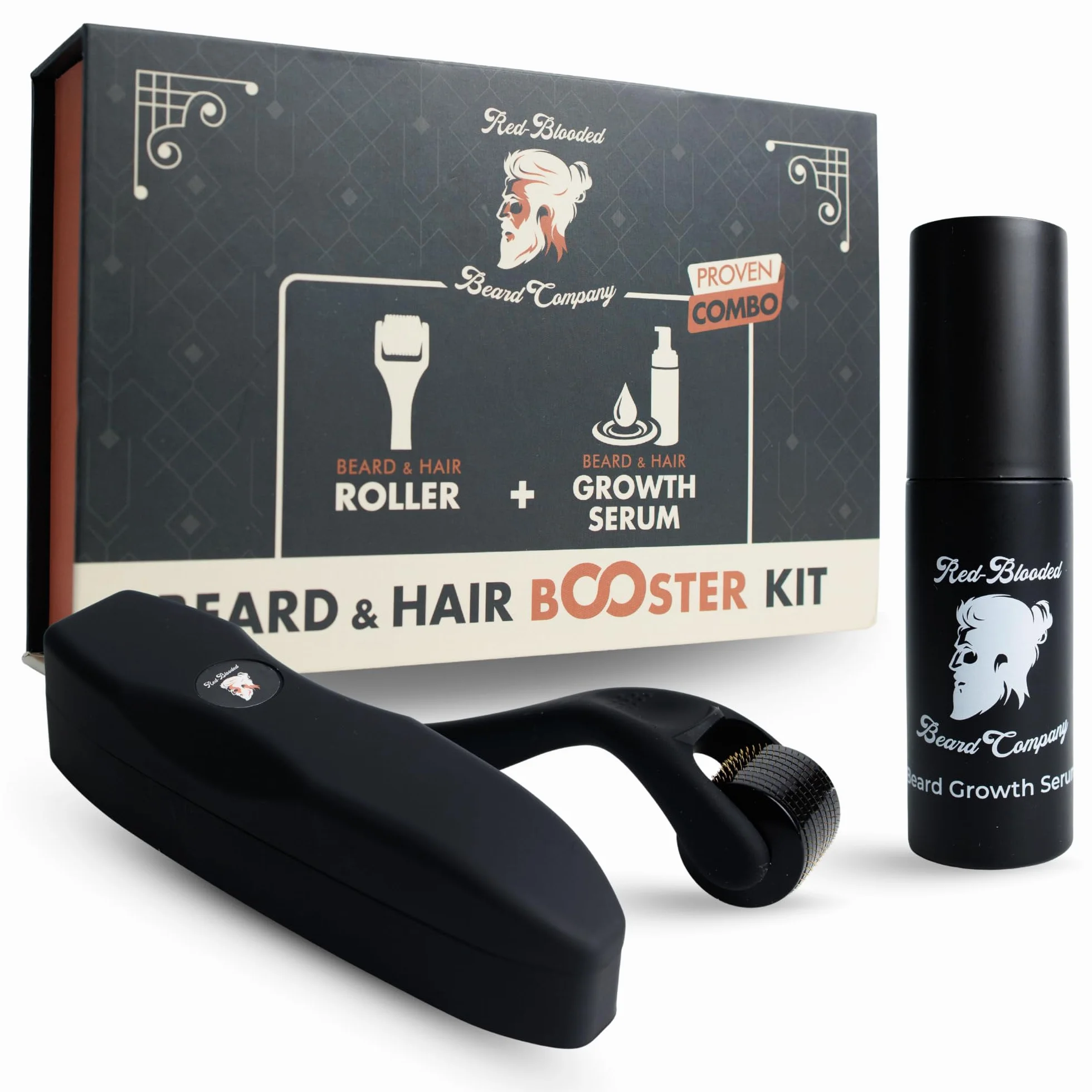 Kit crescita barba e capelli – Dermaroller 0,5 mm + siero di crescita – Vegano e non testato sugli animali