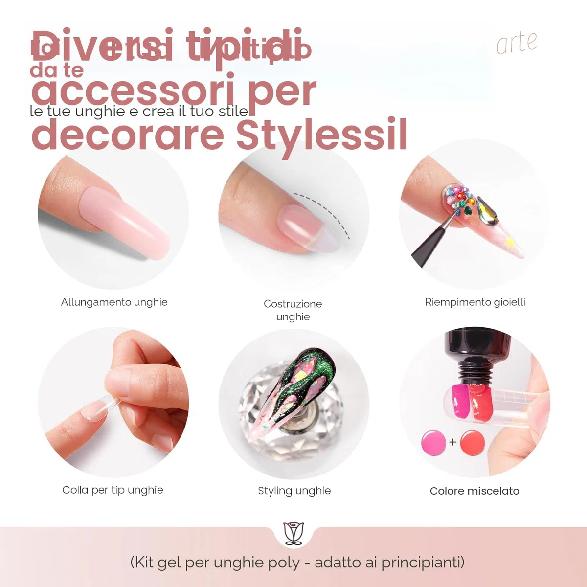ROSALIND Poligel per Unghie Kit Completo, 12 Colori 10ml Gel Unghie Ricostruzione con UV Lampada, Base & Top Coat e Strumenti, Poly Nail Gel Completo kit per Principiante, Professionale e Salone